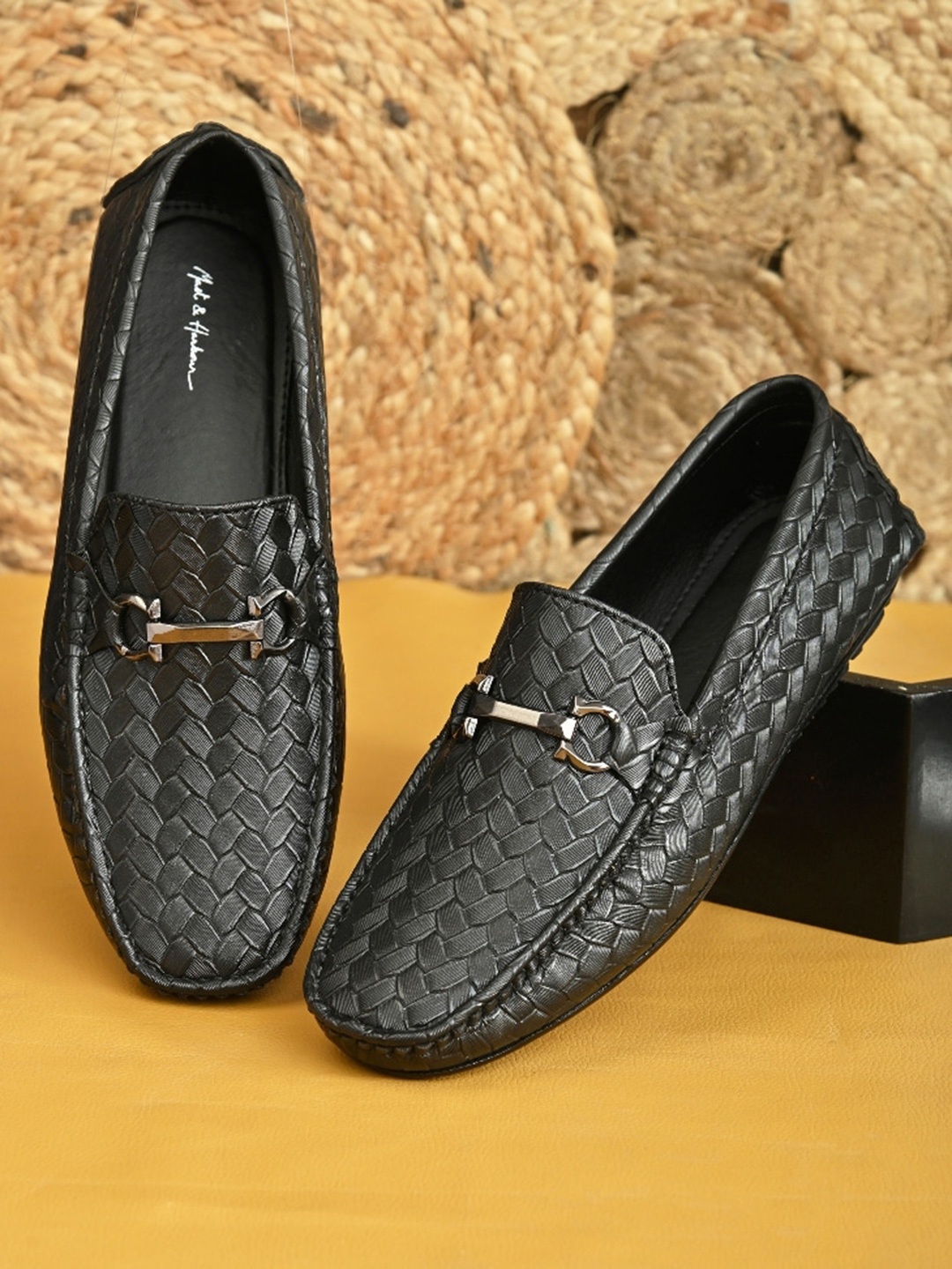 

Mast & Harbour Men Black Textured Loafers