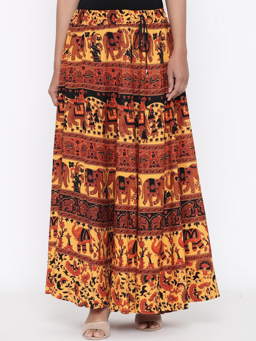 

SOUNDARYA Printed Pure Cotton Maxi Skirt, Yellow