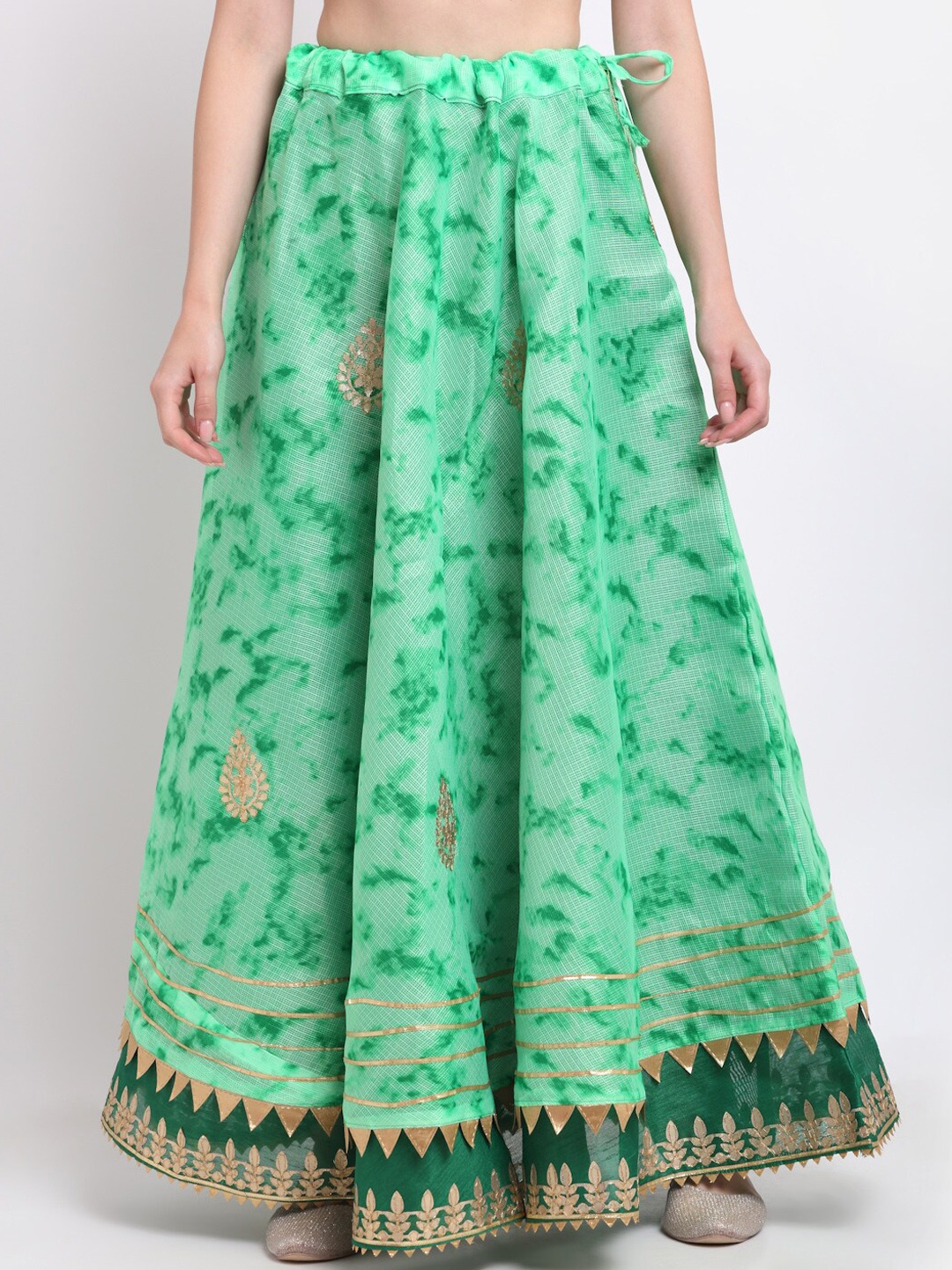 

SOUNDARYA Women Printed Pure Cotton Maxi Skirt, Green