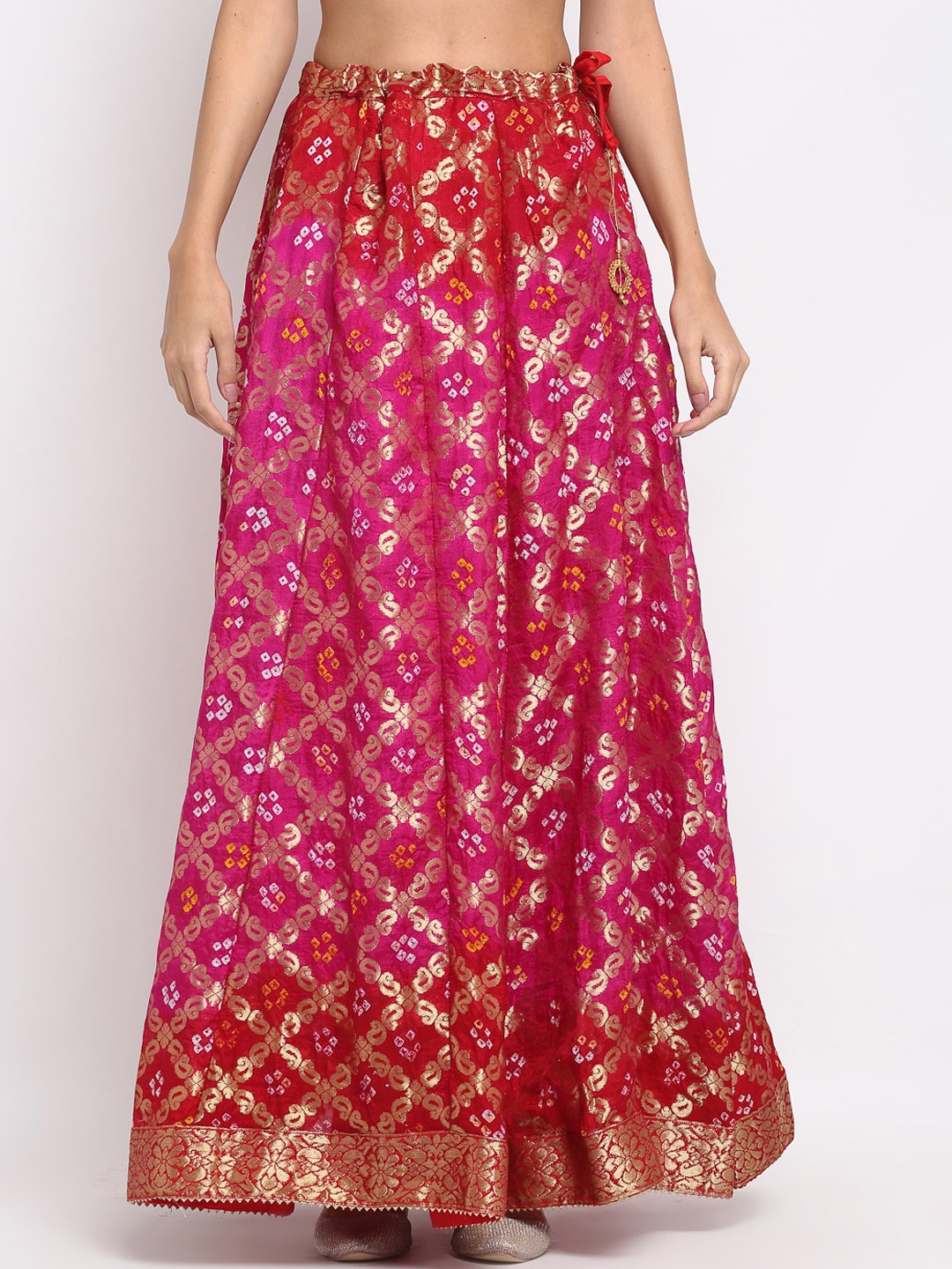 

SOUNDARYA Banarasi Silk Maxi Skirt, Pink