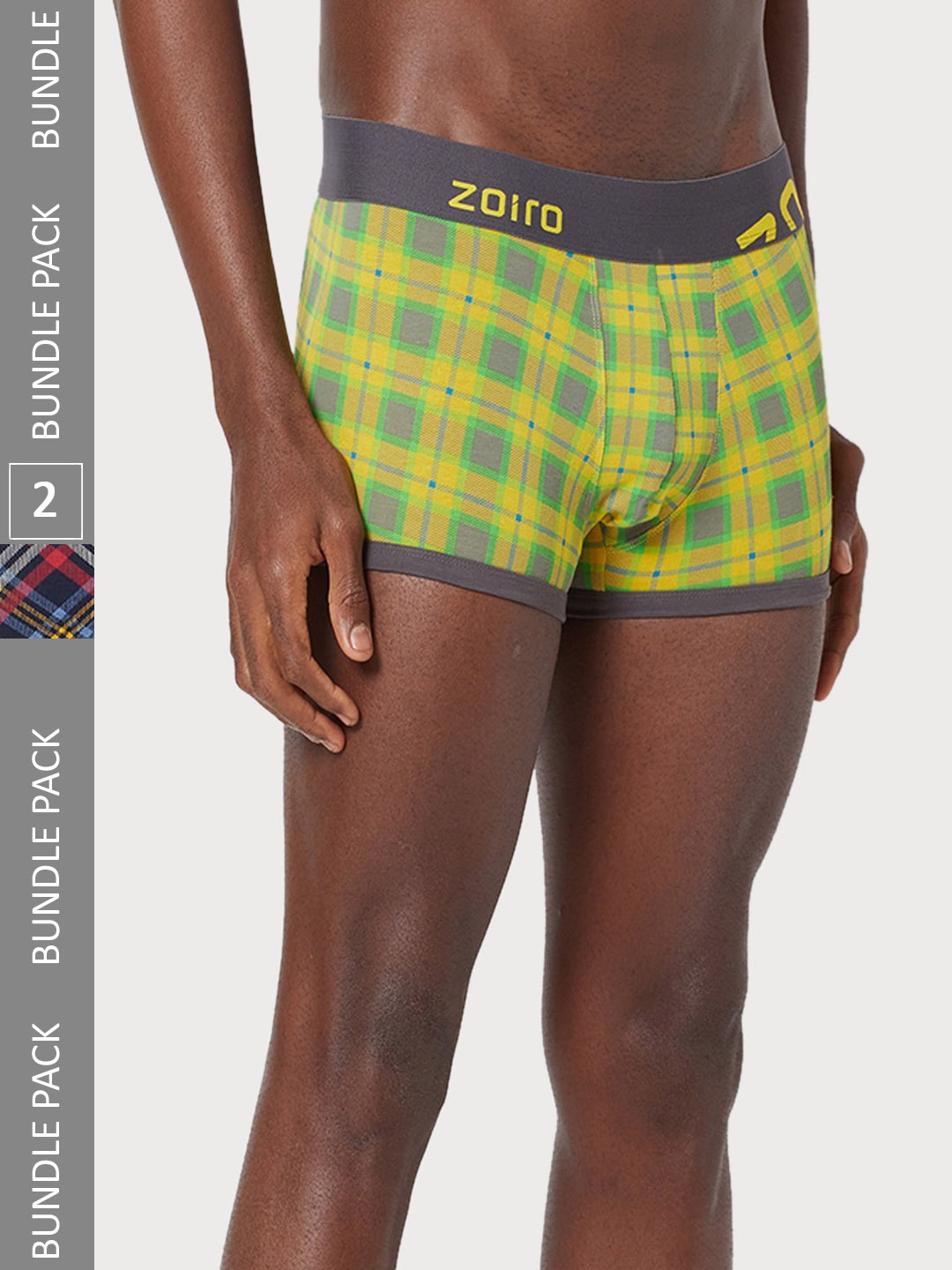 

Zoiro Men Pack Of 2 Checked Cotton Trunks, Blue