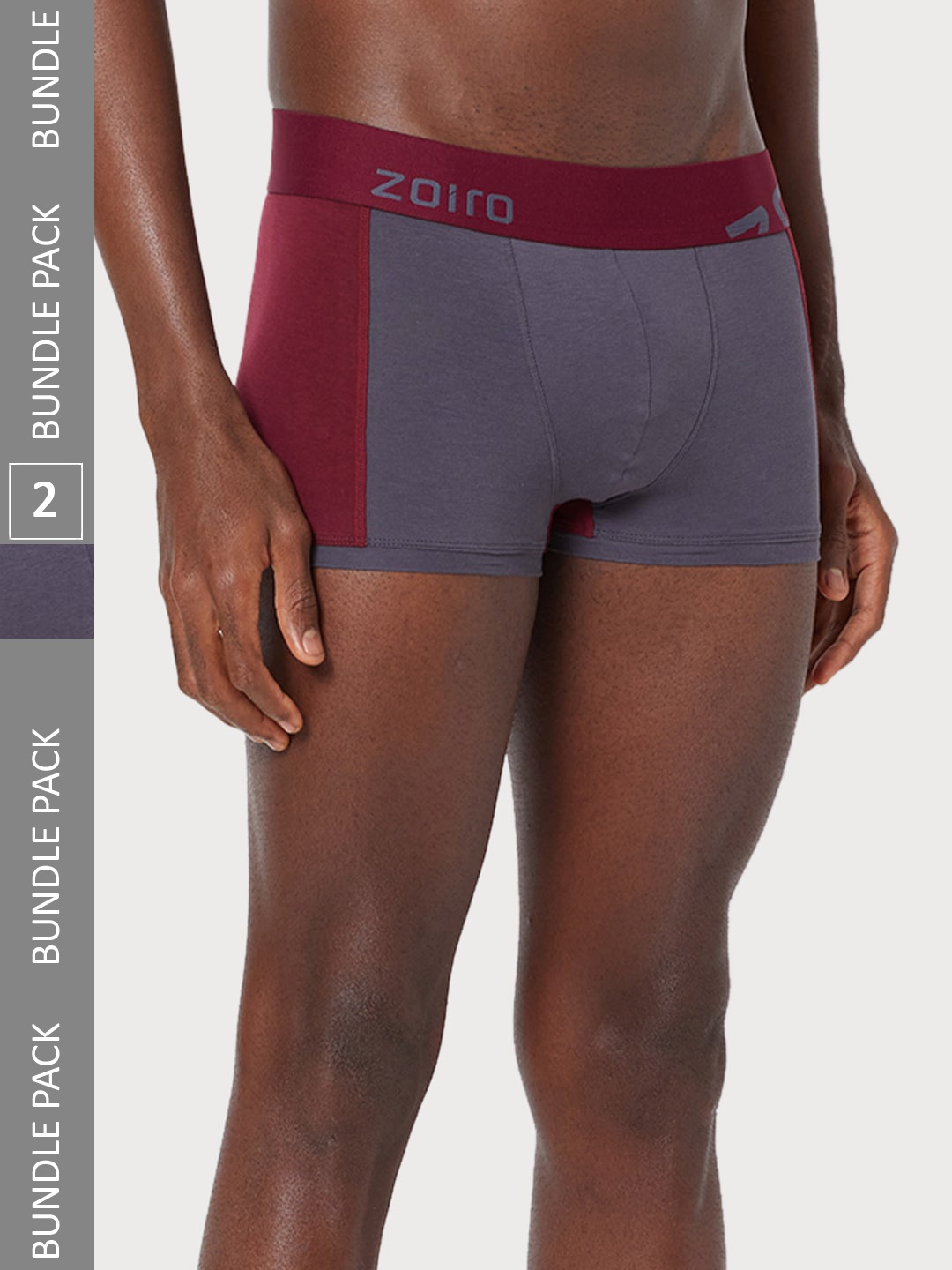 

Zoiro Men Pack Of 2 Color Blocked Trunk, Grey