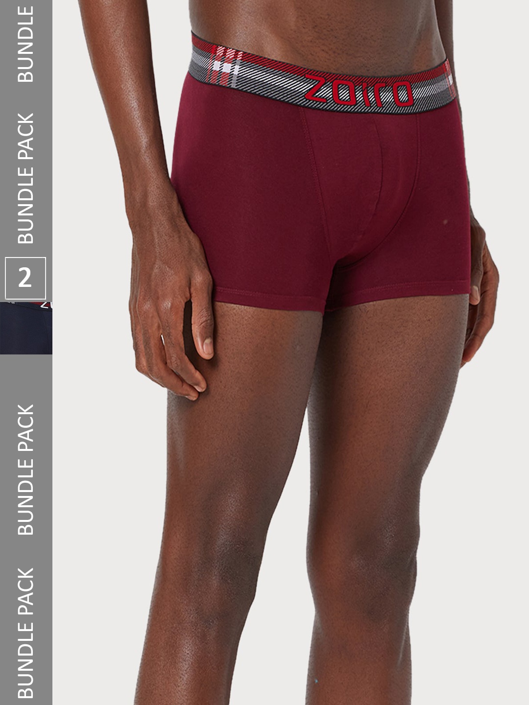 

Zoiro Men Pack Of 2 Waistband Printed Trunk, Burgundy