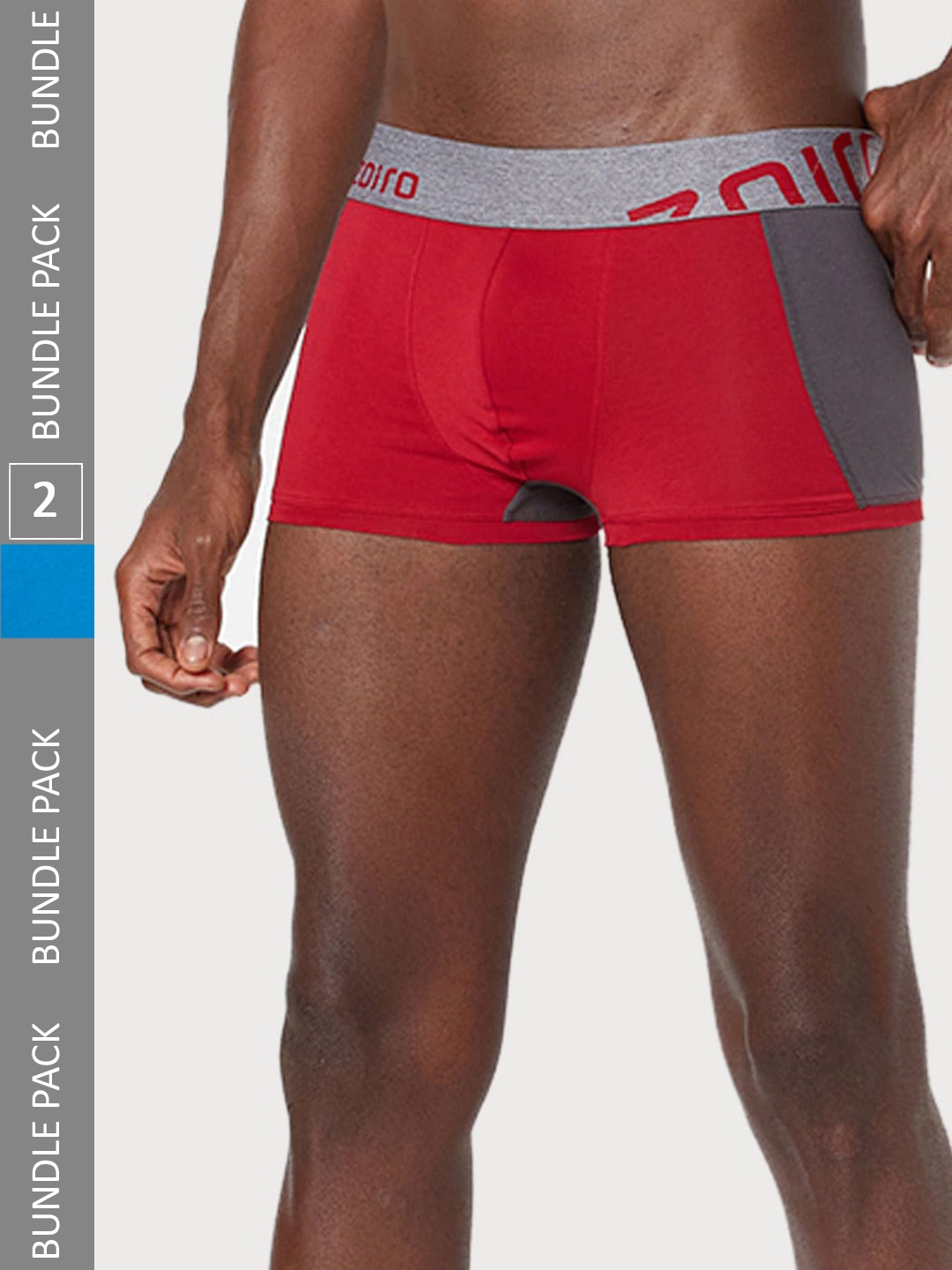 

Zoiro Men Pack Of 2 ColorBlocked Cotton Trunks, Red