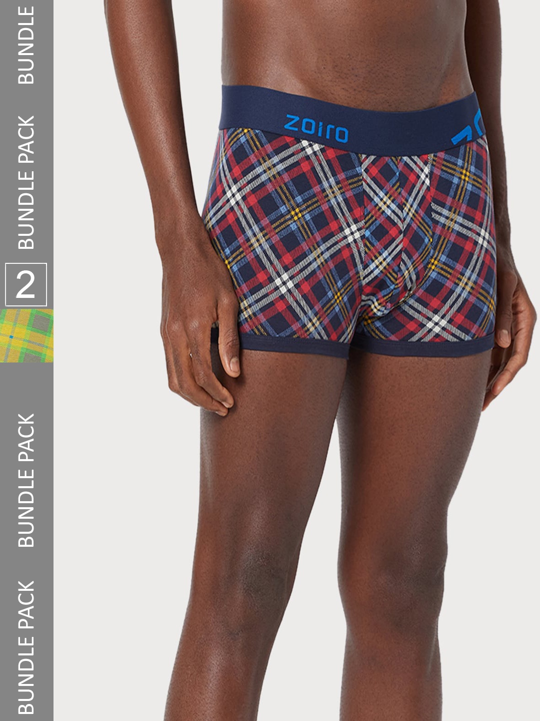 

Zoiro Men Pack Of 2 Checked Trunk, Blue