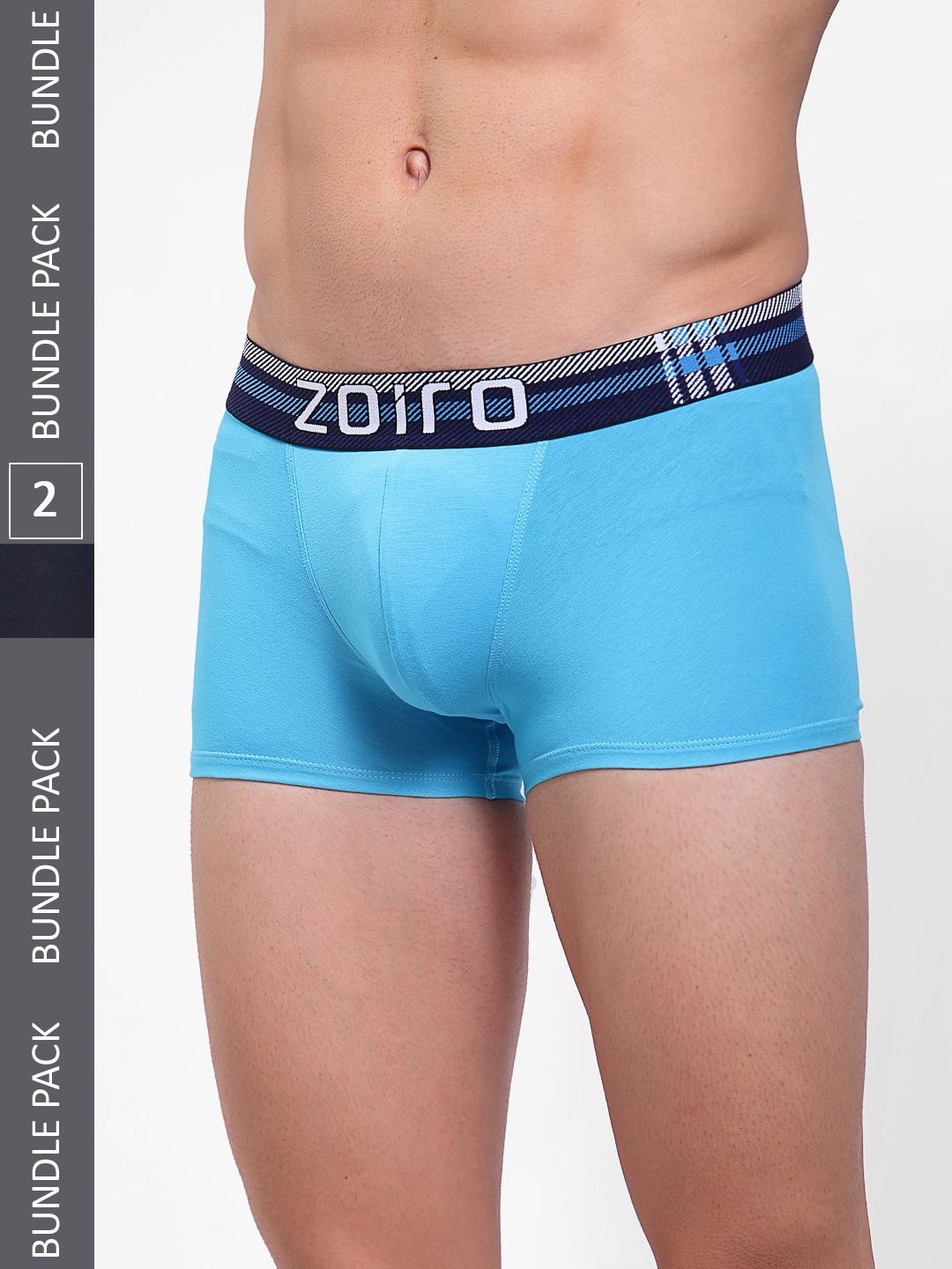 

Zoiro Men Pack Of 2 Waistband Printed Trunk, Navy blue
