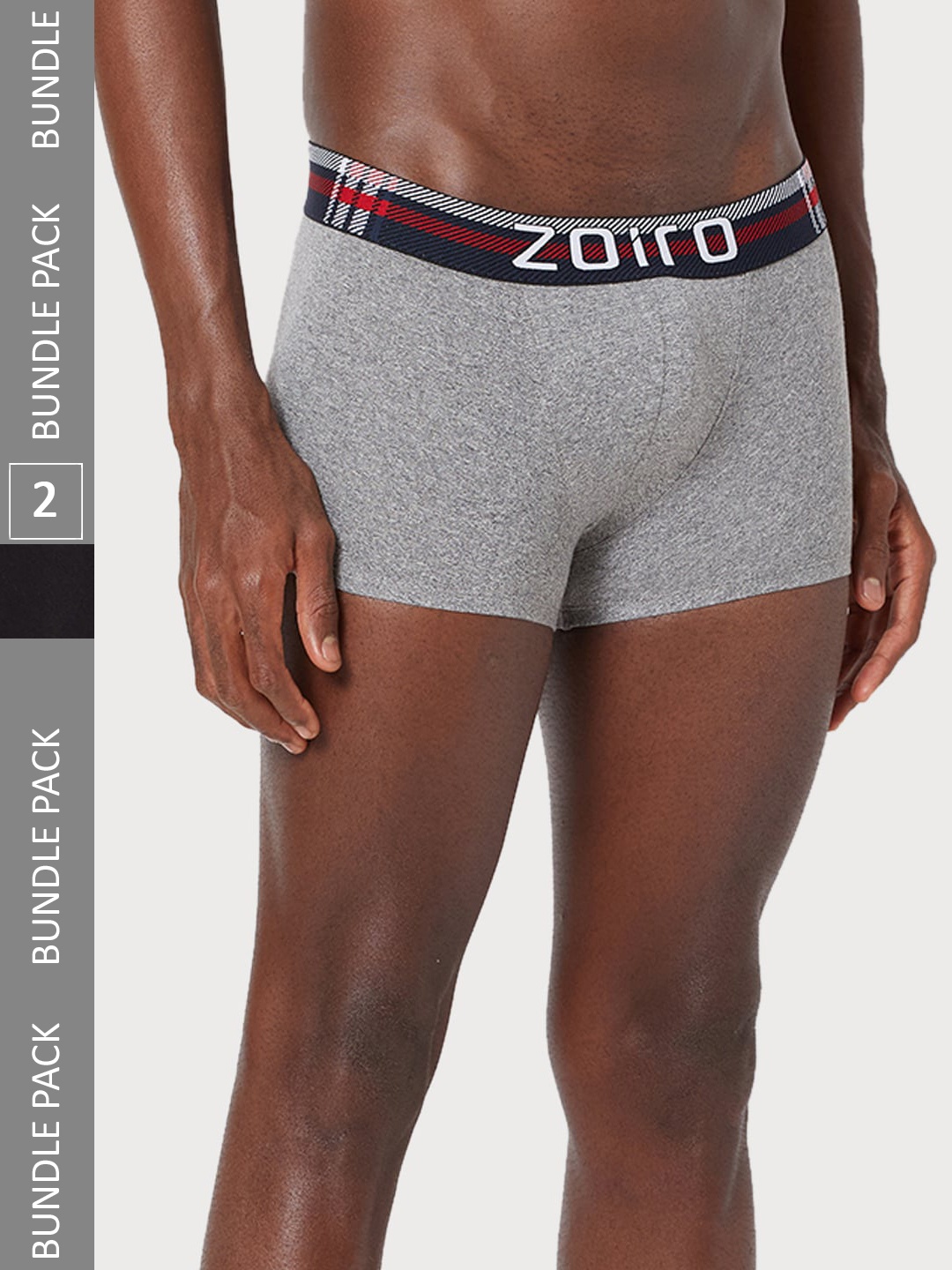 

Zoiro Men Pack Of 2 Waistband Printed Trunk, Grey