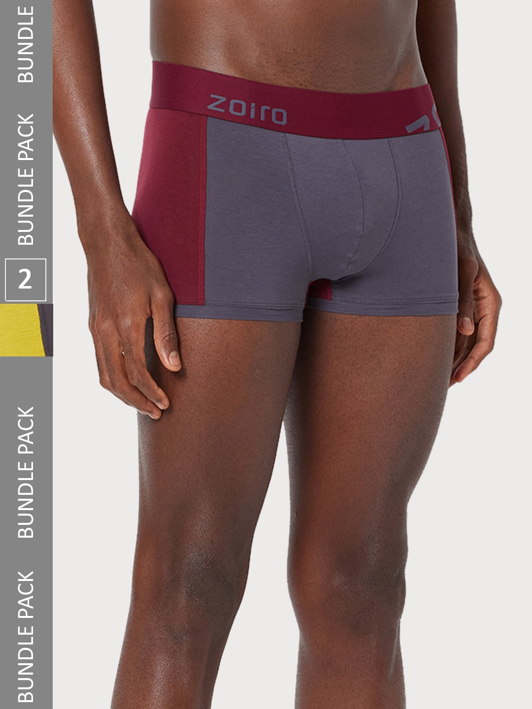 

Zoiro Men Pack Of 2 Colourblocked Trunks, Grey