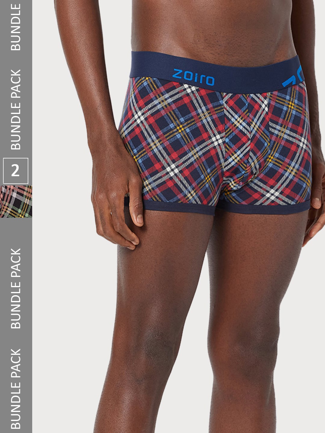 

Zoiro Men Pack Of 2 Checked Trunk, Blue