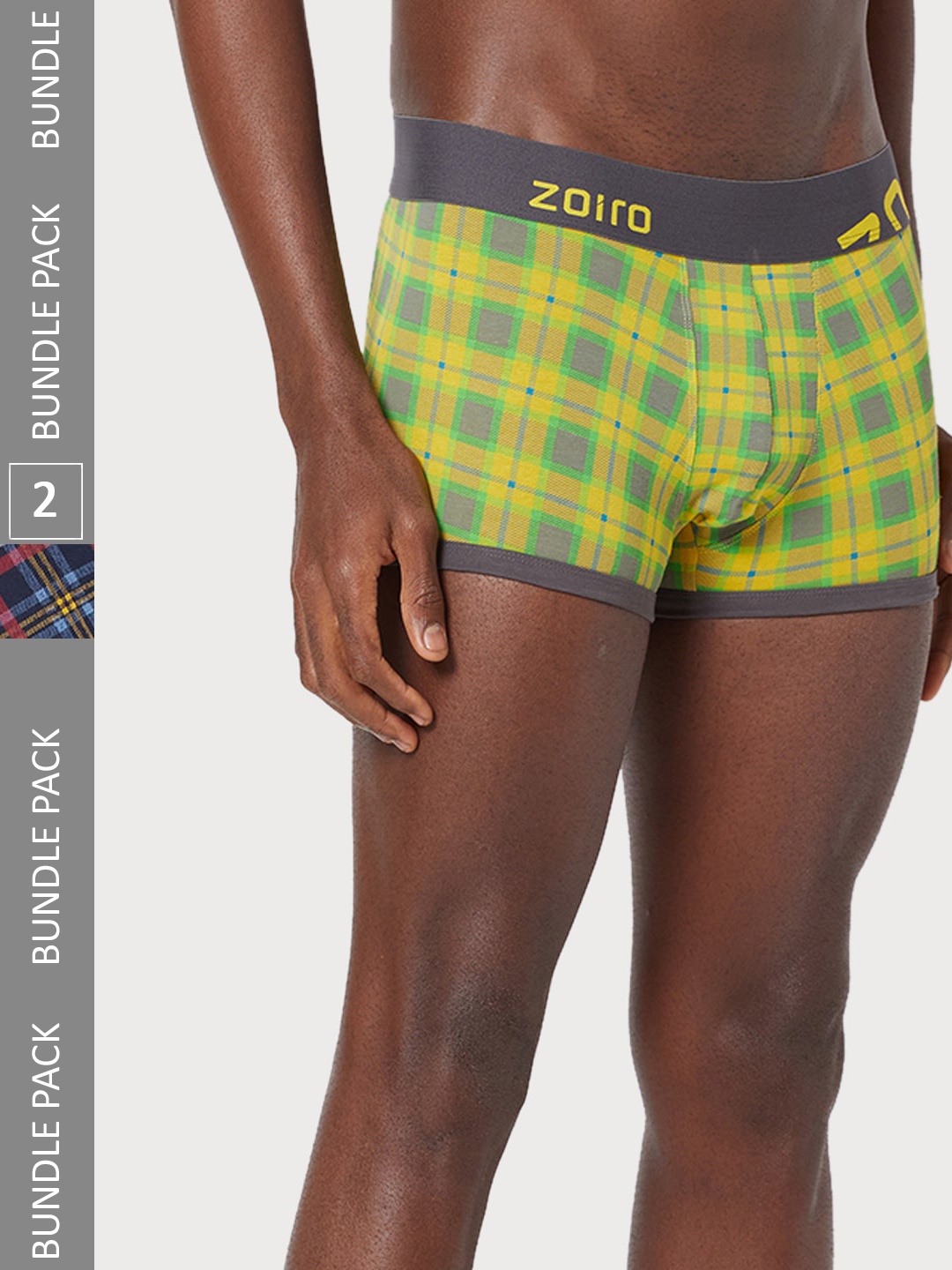 

Zoiro Men Pack Of 2 Checked Cotton Trunks, Blue
