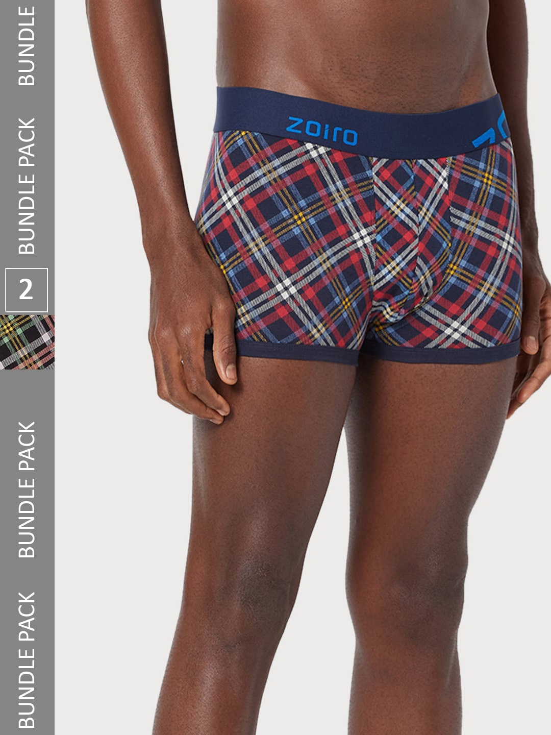 Zoiro Men Pack Of 2 Printed Cotton Trunks, Blue