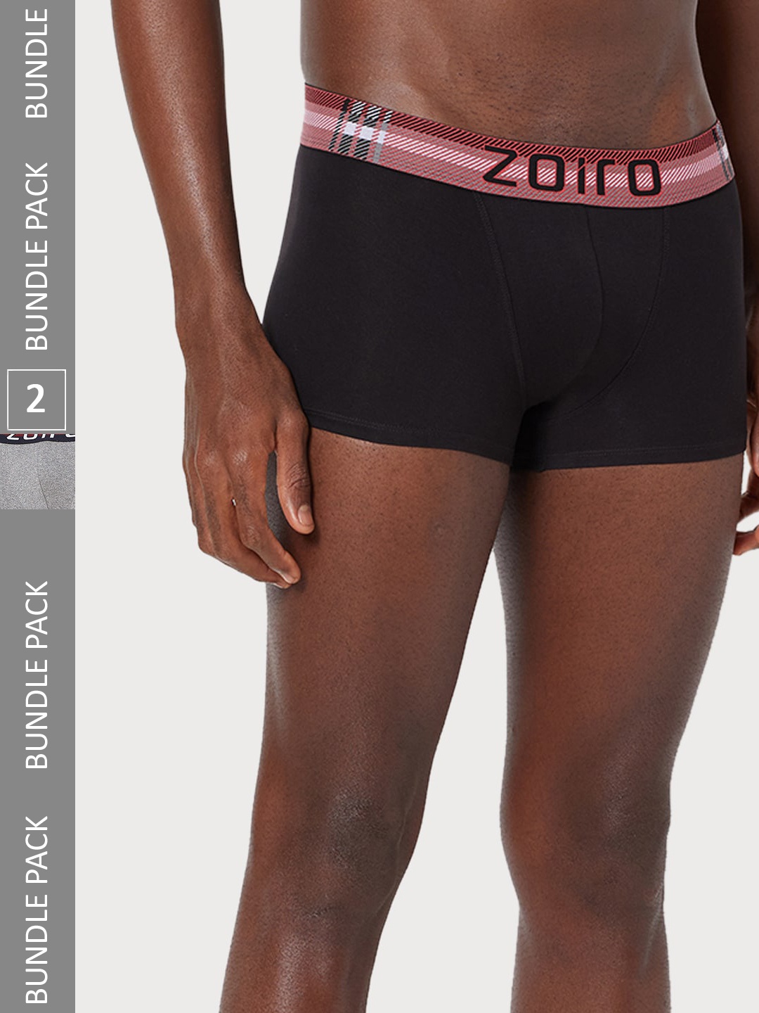 

Zoiro Men Pack Of 2 Cotton Trunks, Grey