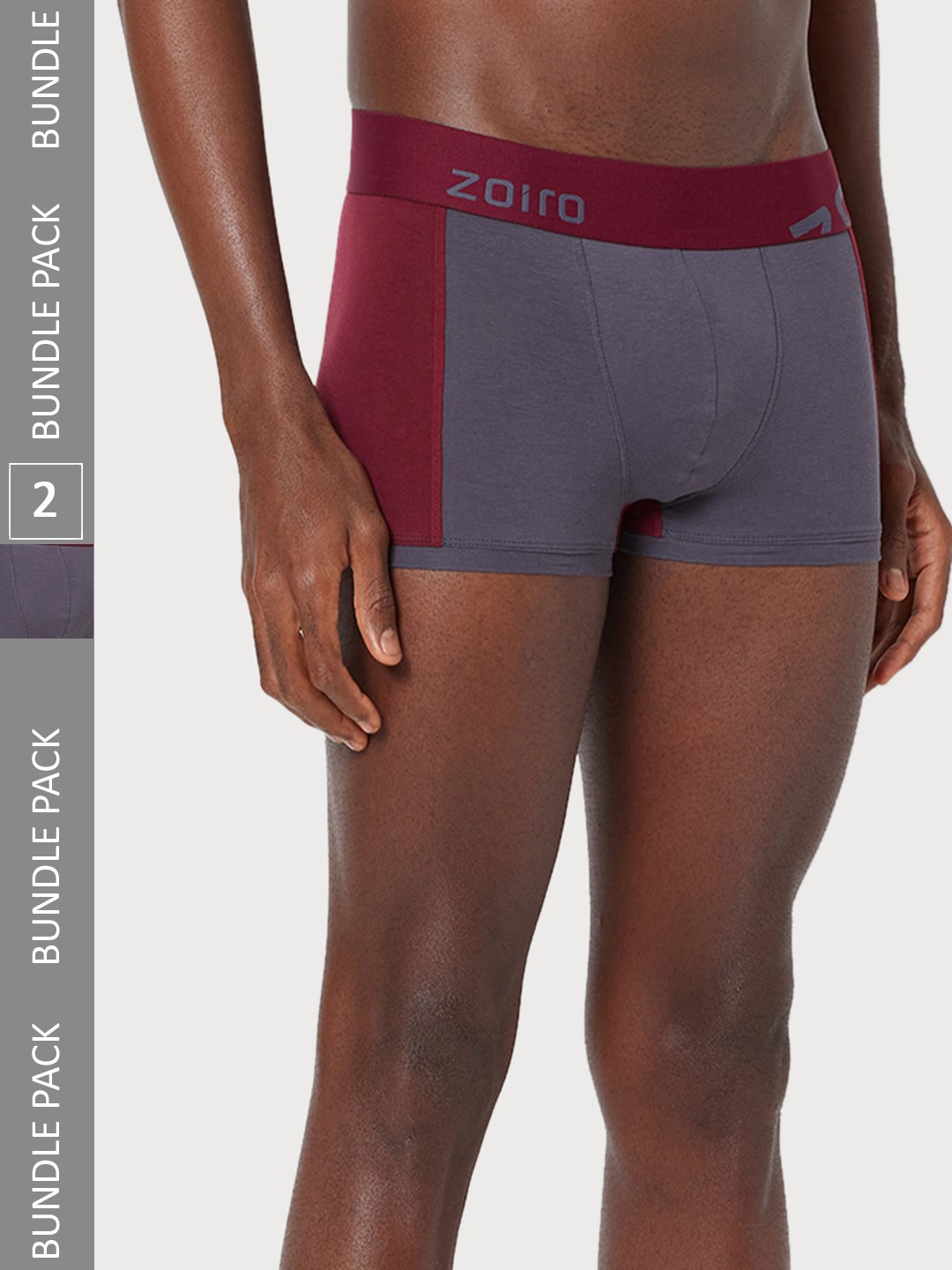 

Zoiro Men Pack Of 2 Colourblocked Trunks, Grey