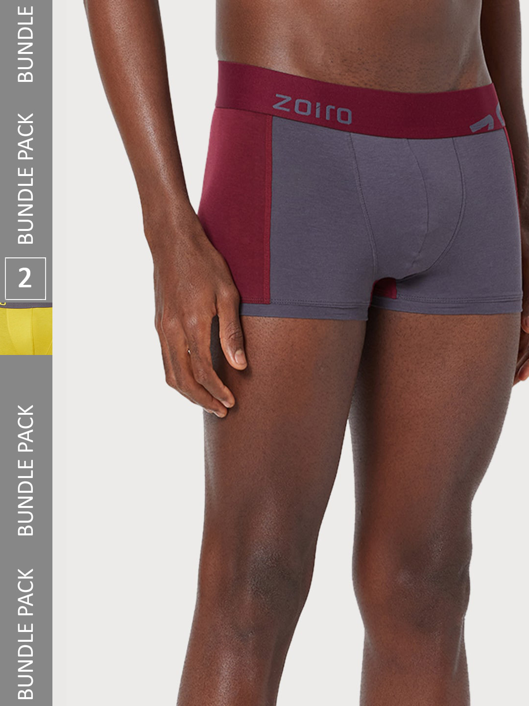 

Zoiro Men Pack Of 2 Colourblocked Cotton Trunk, Grey