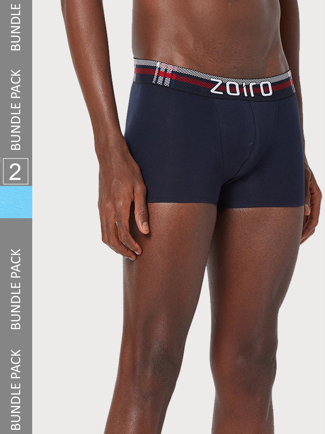 

Zoiro Men Pack Of 2 Cotton Trunks, Turquoise blue