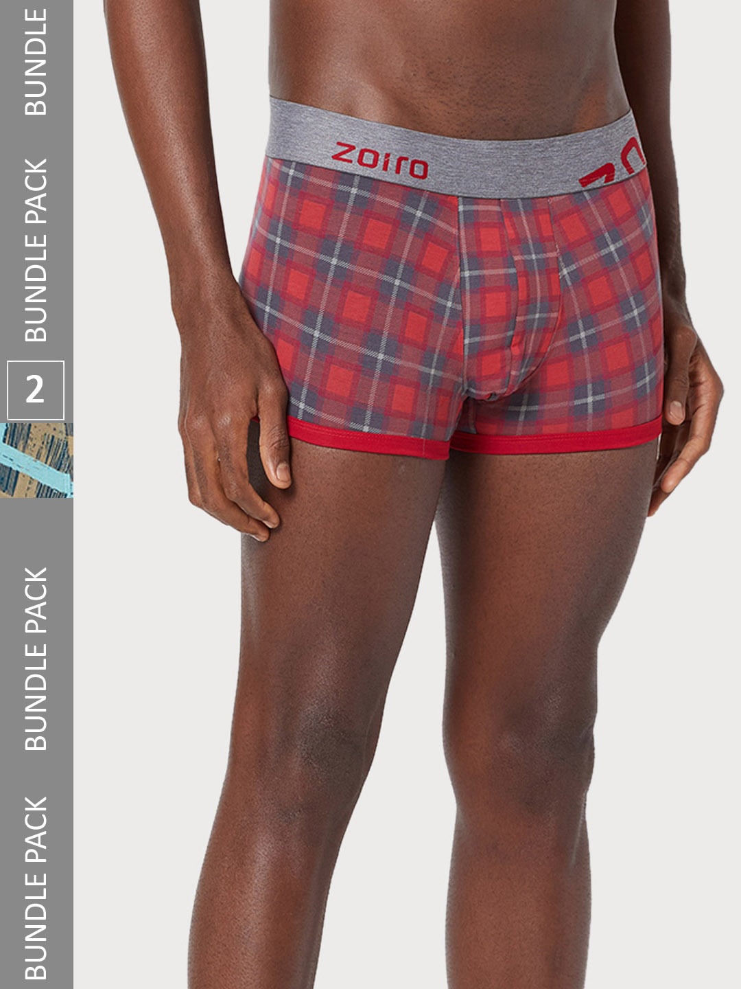 

Zoiro Men Pack Of 2 Checked Cotton Trunk ZOIROTRENDS, Red