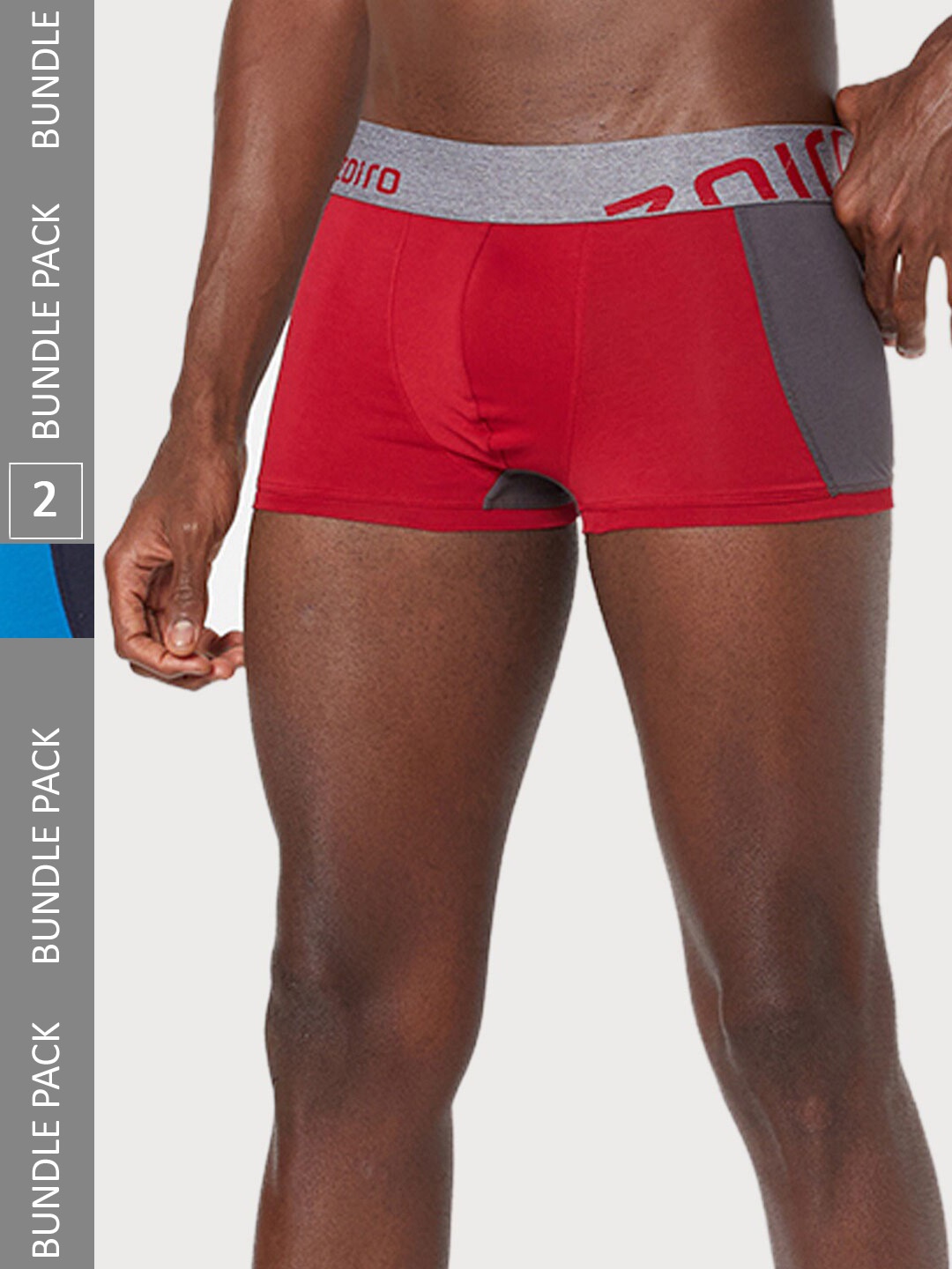 

Zoiro Men Pack Of 2 Colourblocked Cotton Trunk, Red