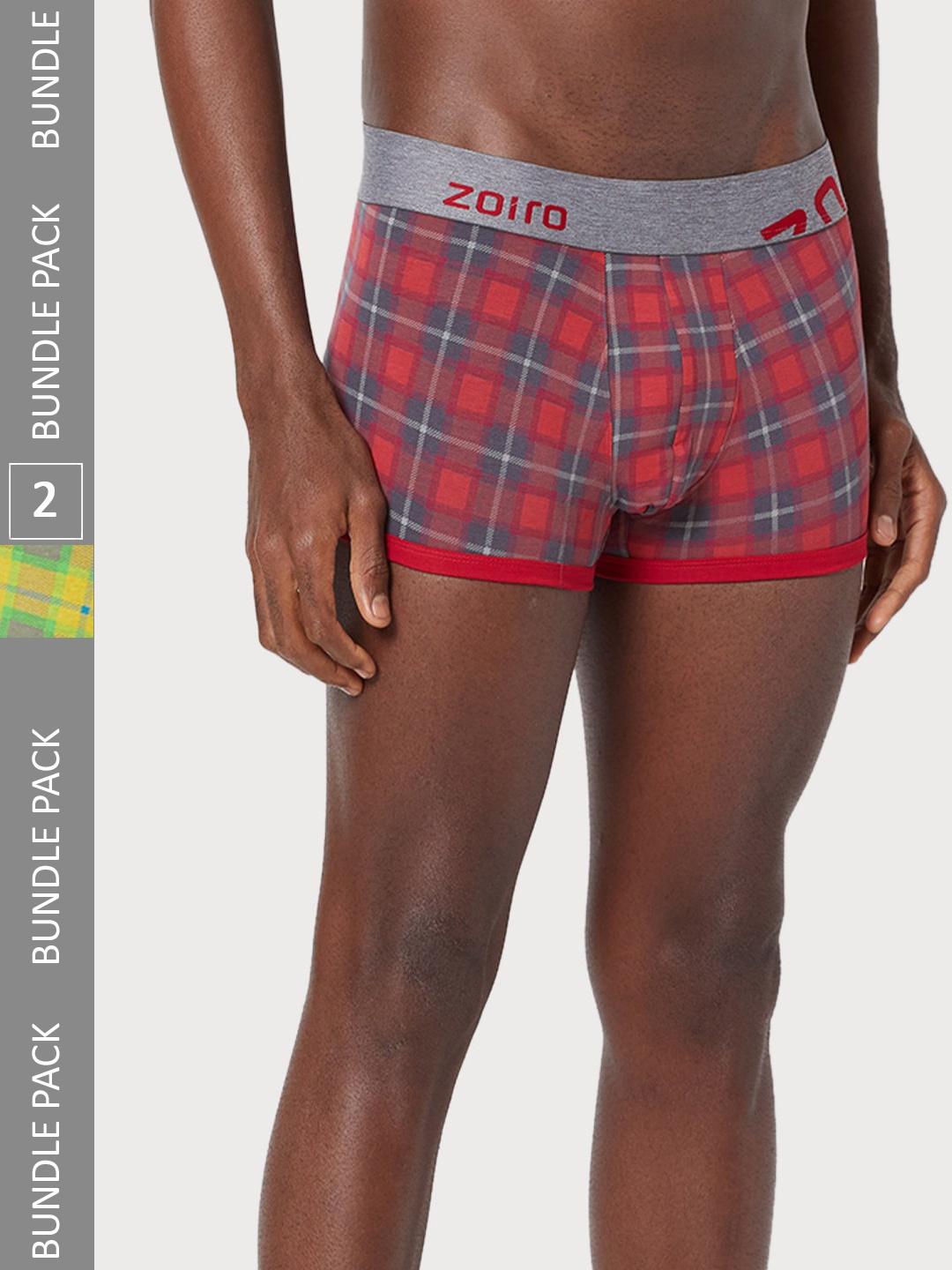 

Zoiro Men Pack Of 2 Checked Cotton Trunk, Yellow