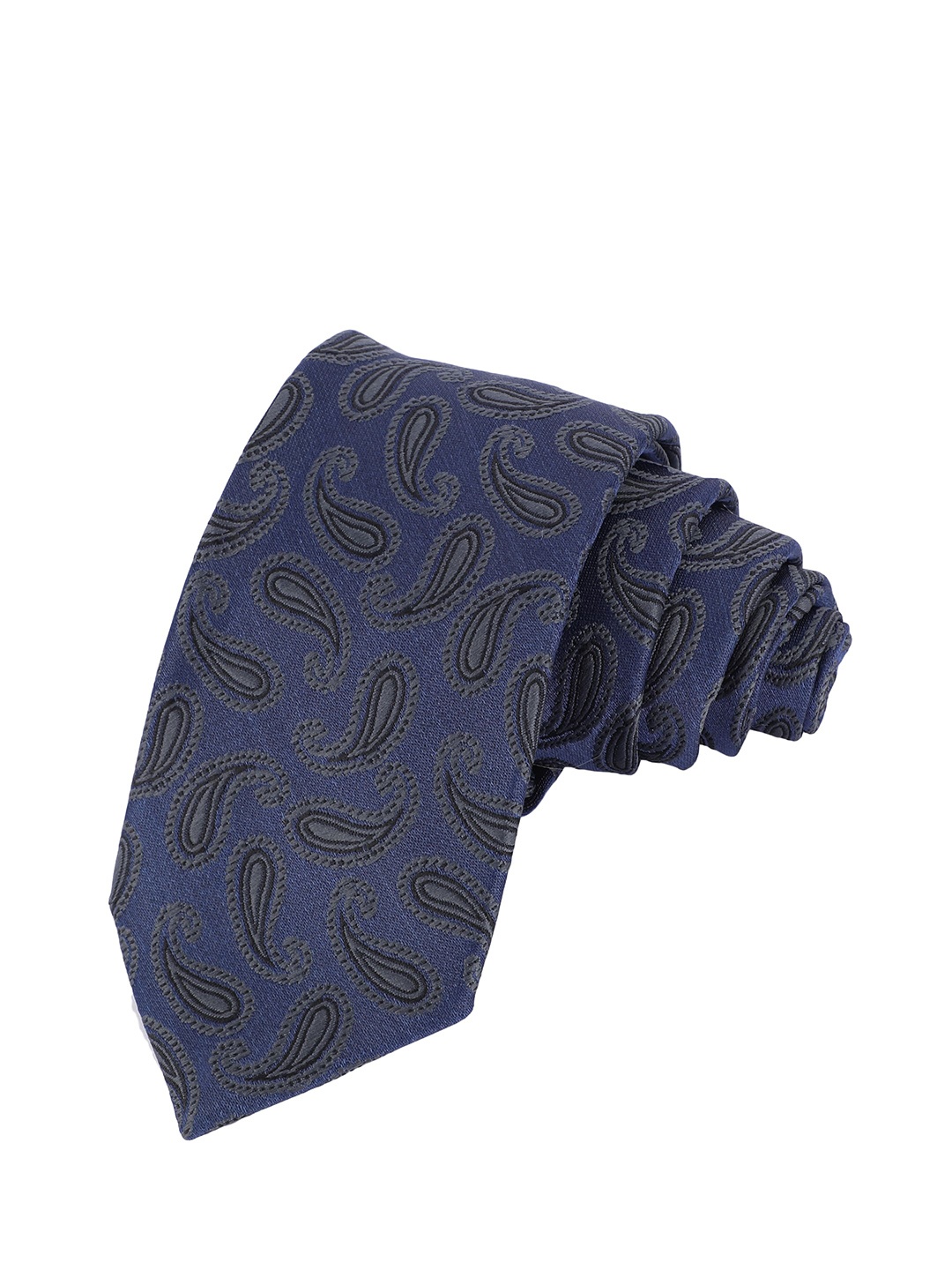 

Alvaro Castagnino Men Navy Blue & Grey Woven Design Skinny Tie