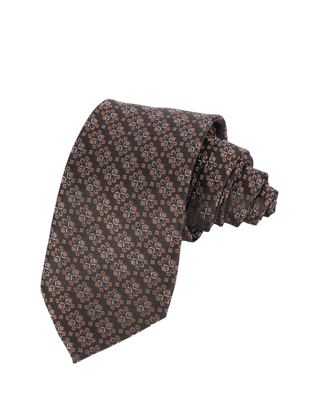 

Alvaro Castagnino Men Woven Design Broad Tie, Brown