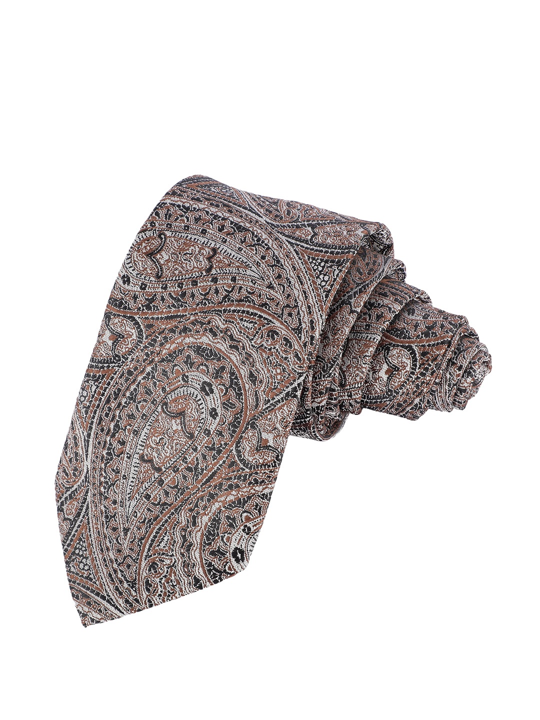 

Alvaro Castagnino Men White & Grey Woven Design Skinny Tie