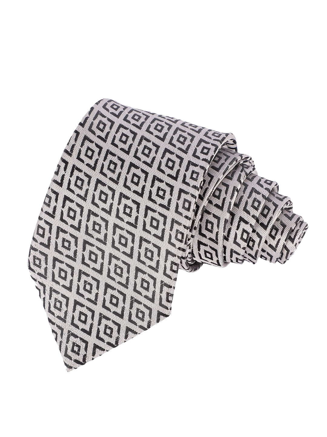 

Alvaro Castagnino Men Woven Design Broad Tie, Silver