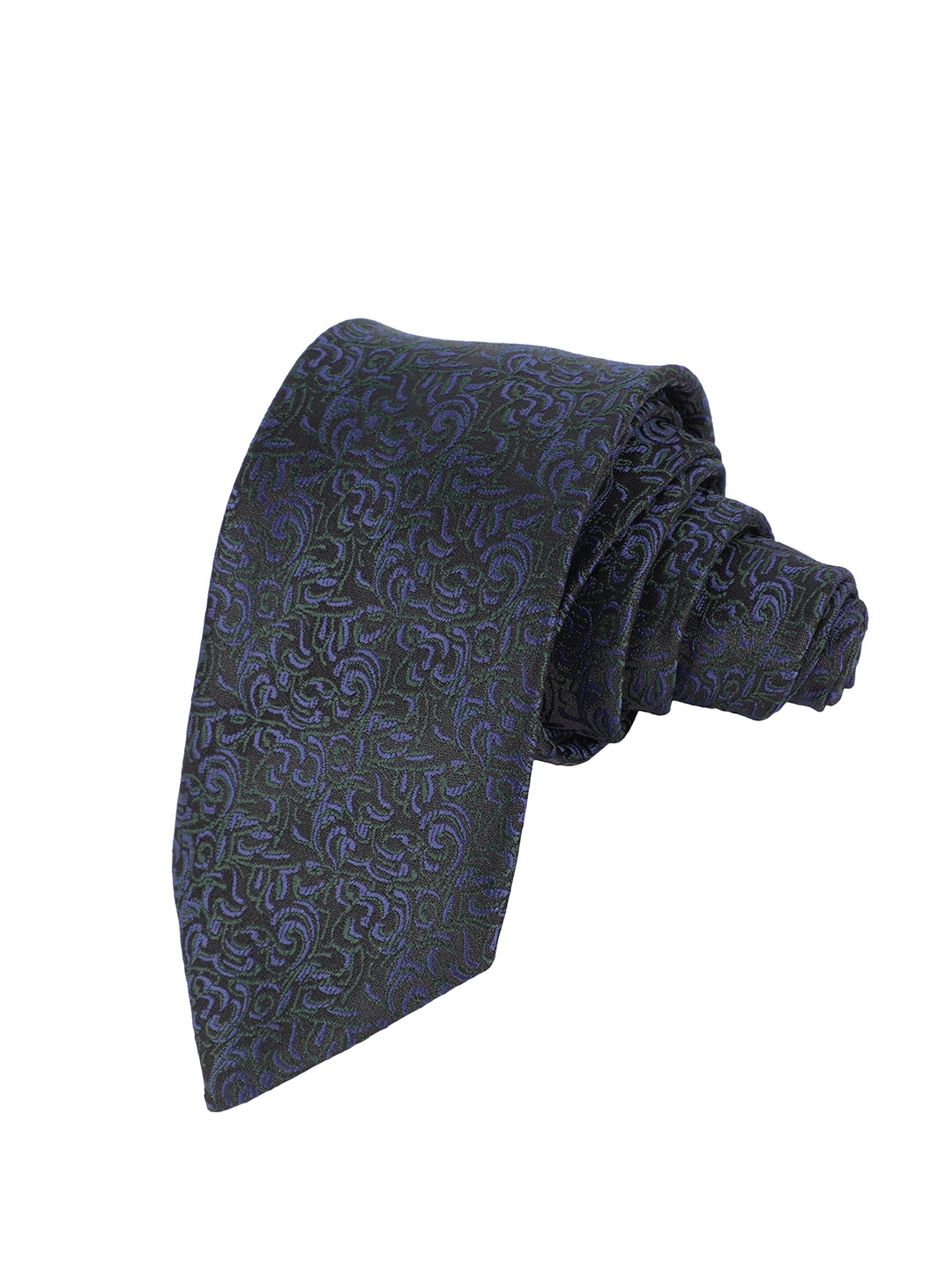 

Alvaro Castagnino Men Black & Navy Blue Woven Design Skinny Tie