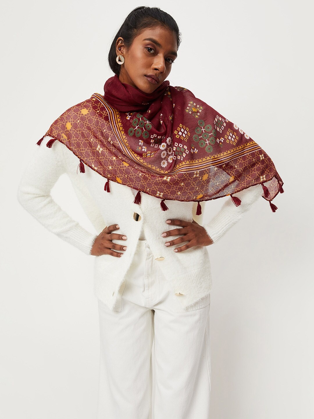 

max Women Printed Scarf, Red