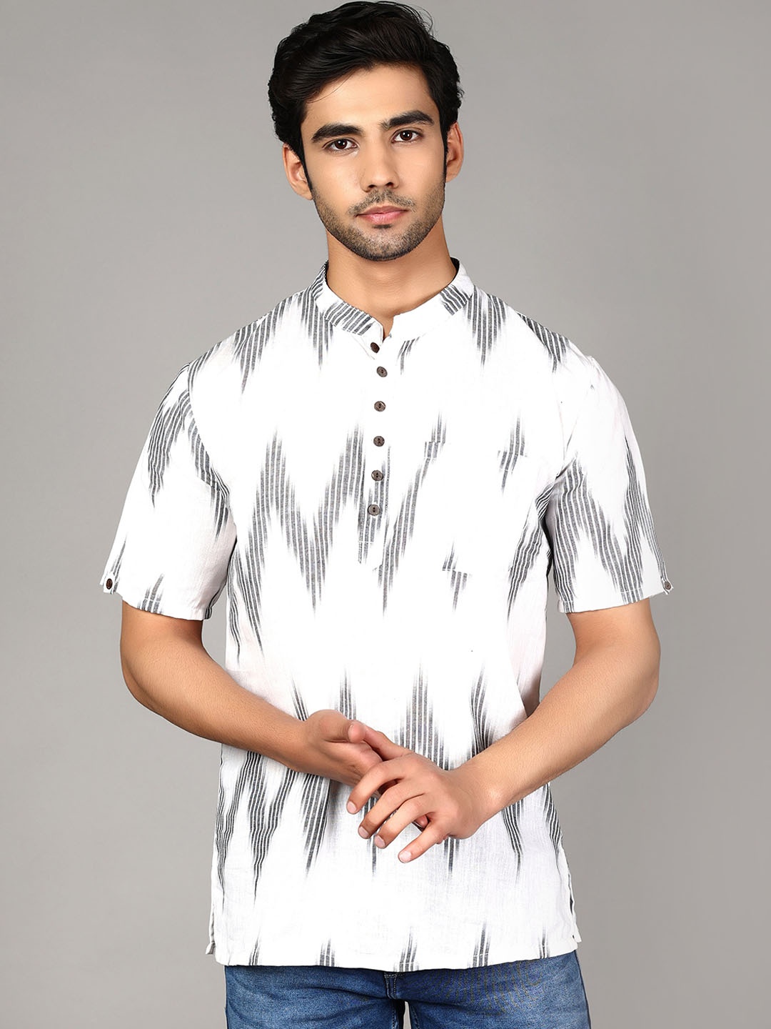 

Cot'N Soft Men Geometric Printed Pure Cotton Kurta, White