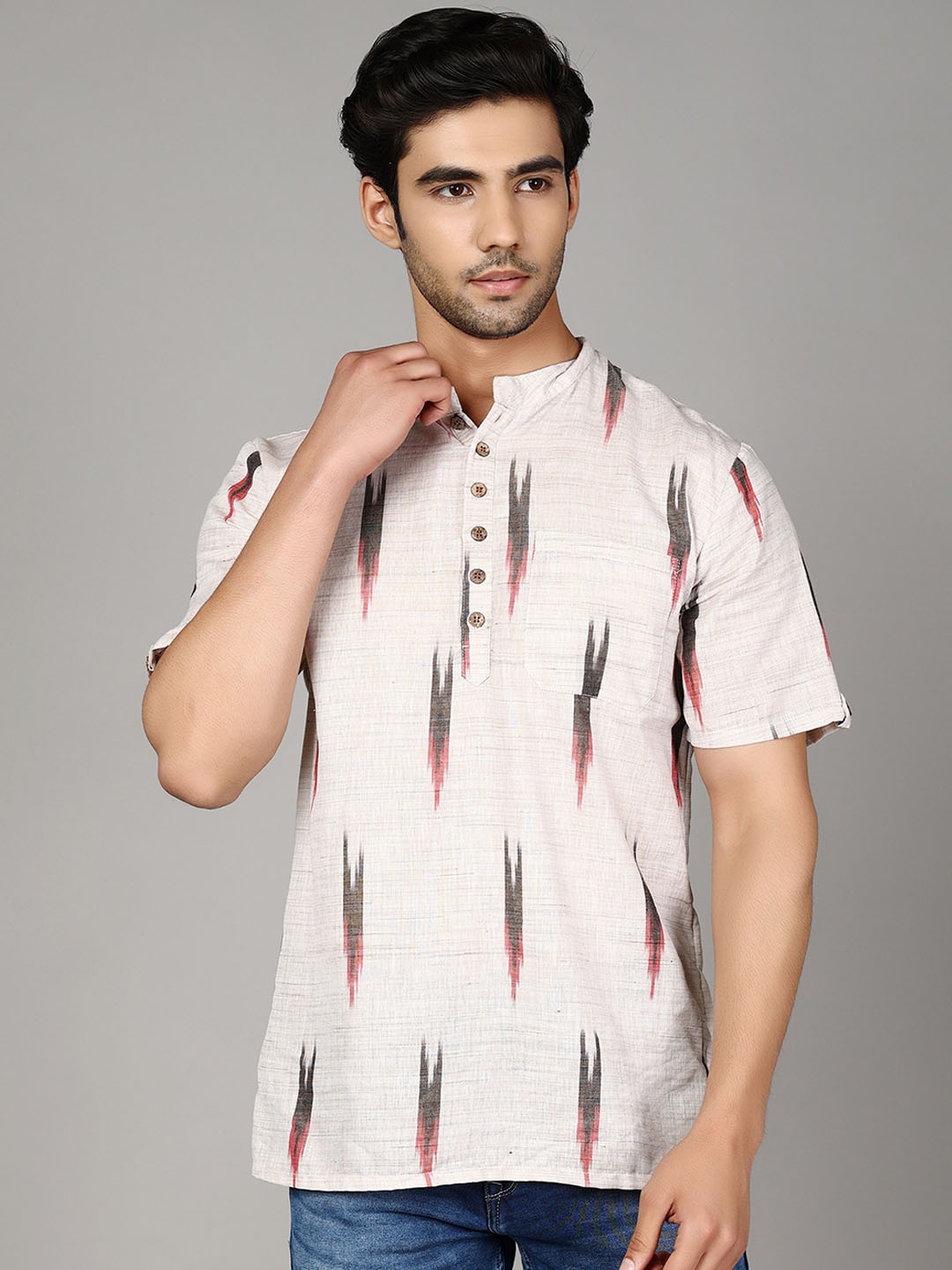 

Cot'N Soft Men Geometric Printed Pure Cotton Kurta, Brown