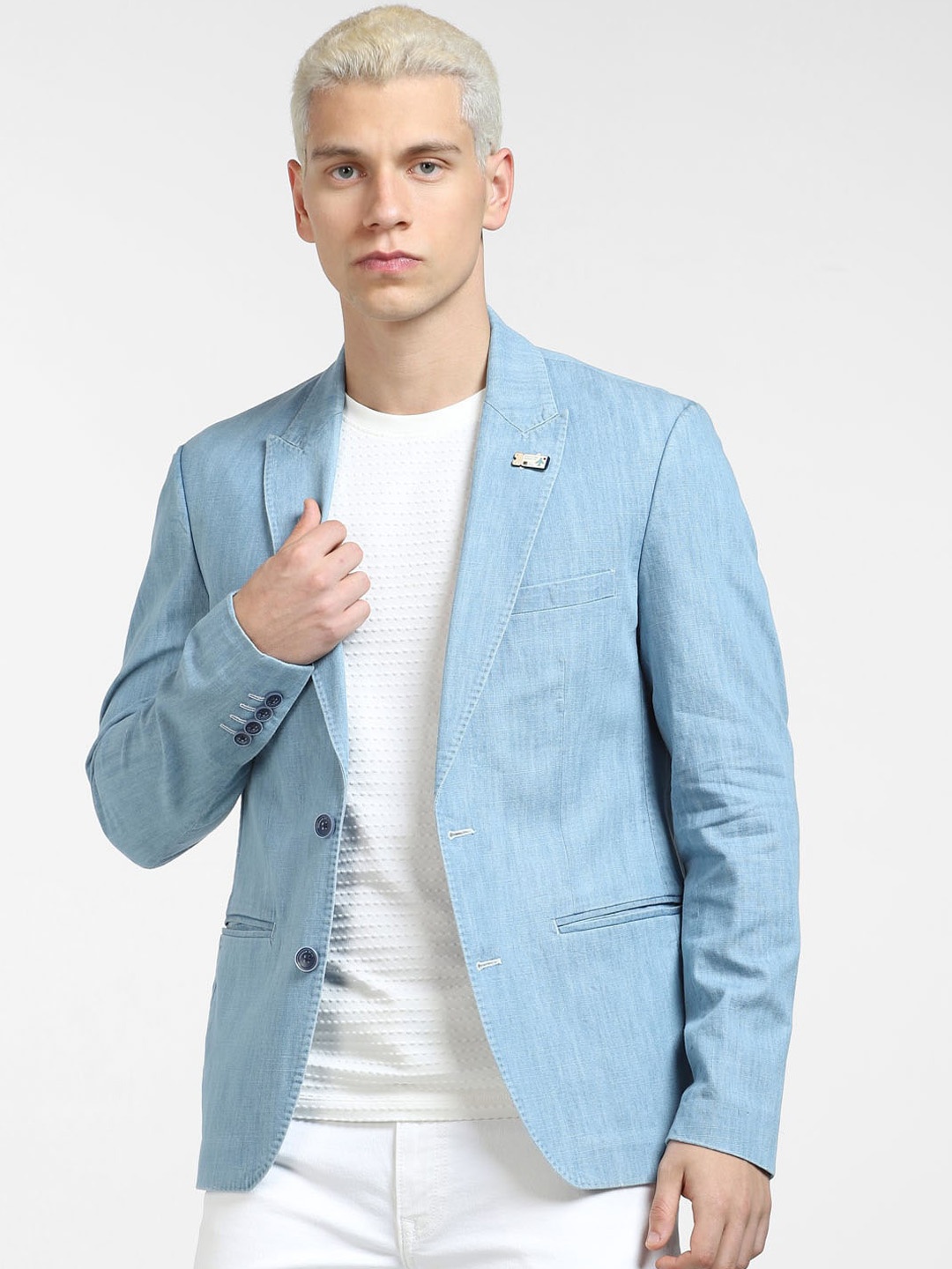 

Jack & Jones Men Single-Breasted Slim-Fit Cotton Blazers, Blue