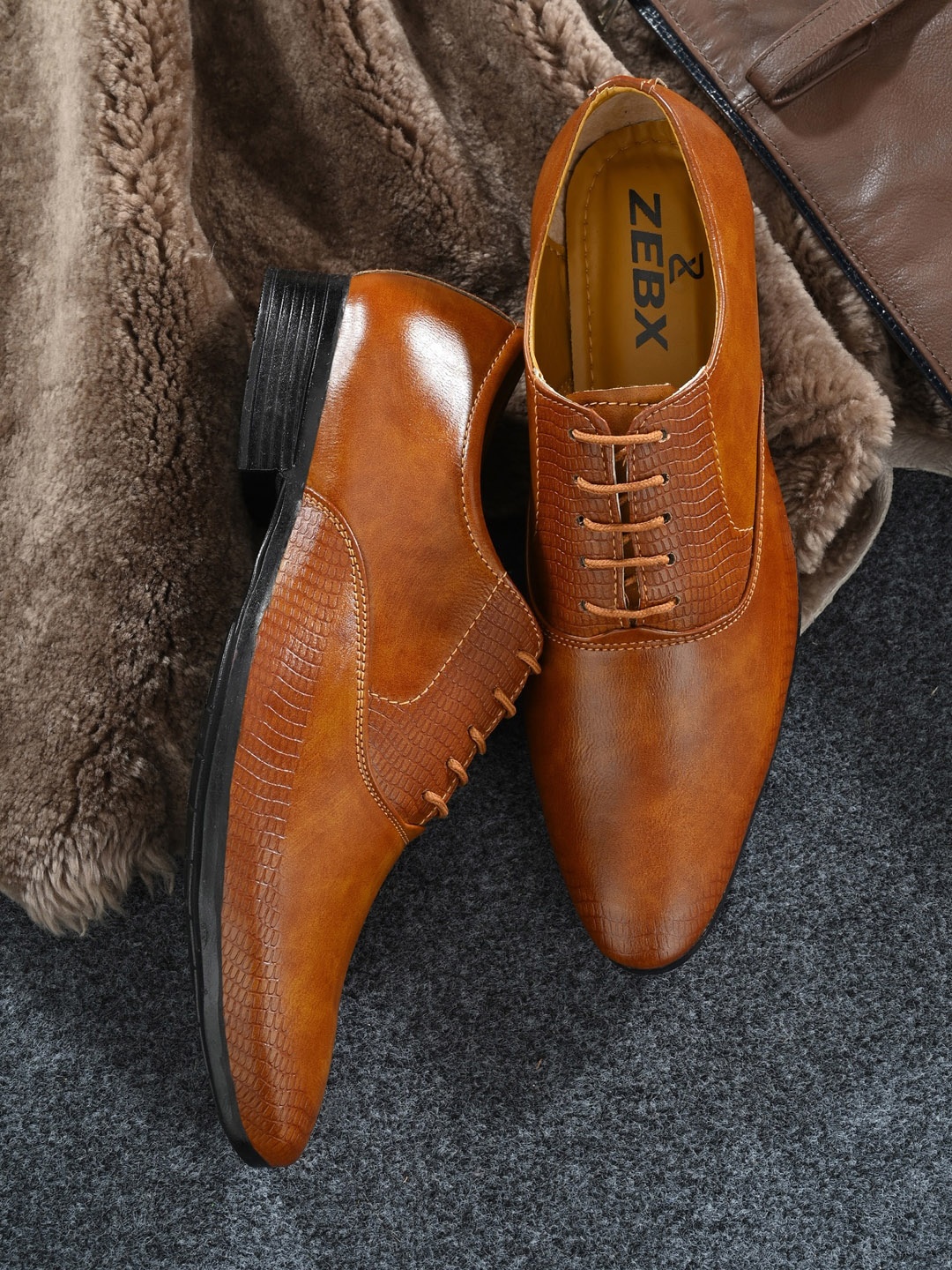 

ZEBX Men Formal Oxfords, Tan