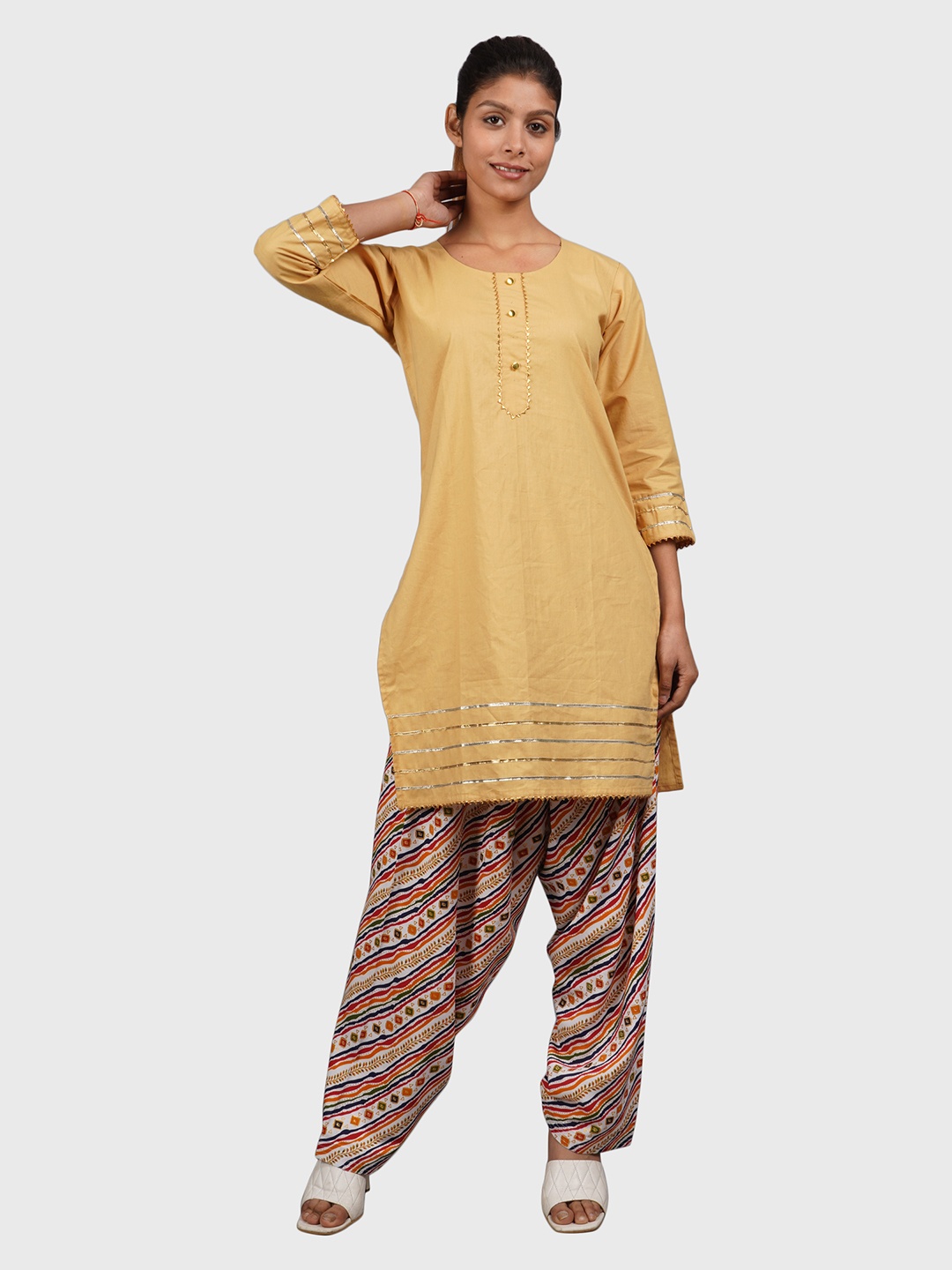 

Trendzmy Pure Cotton Round Neck Kurta, Beige