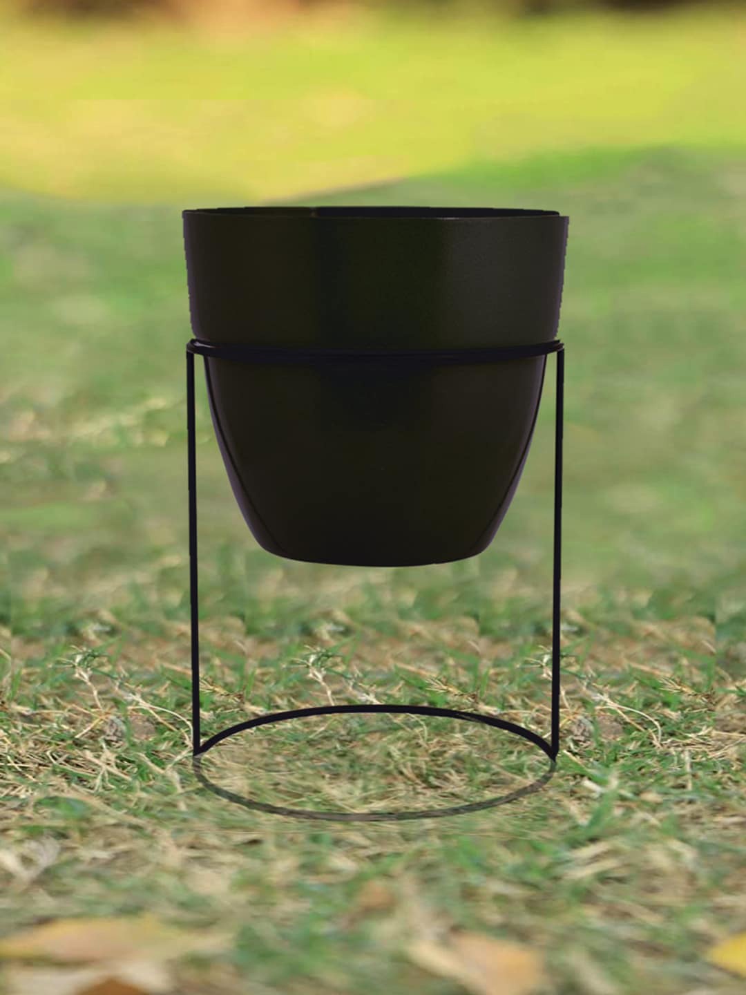 

Kuber Industries Pack Of 2 Black Metal Planter With Stand