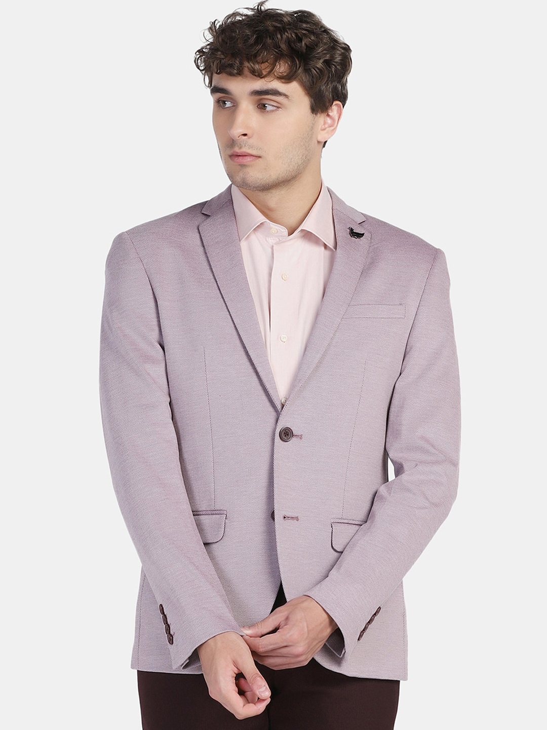 

Blackberrys Men Slim Fit Single-Breasted Blazer, Pink