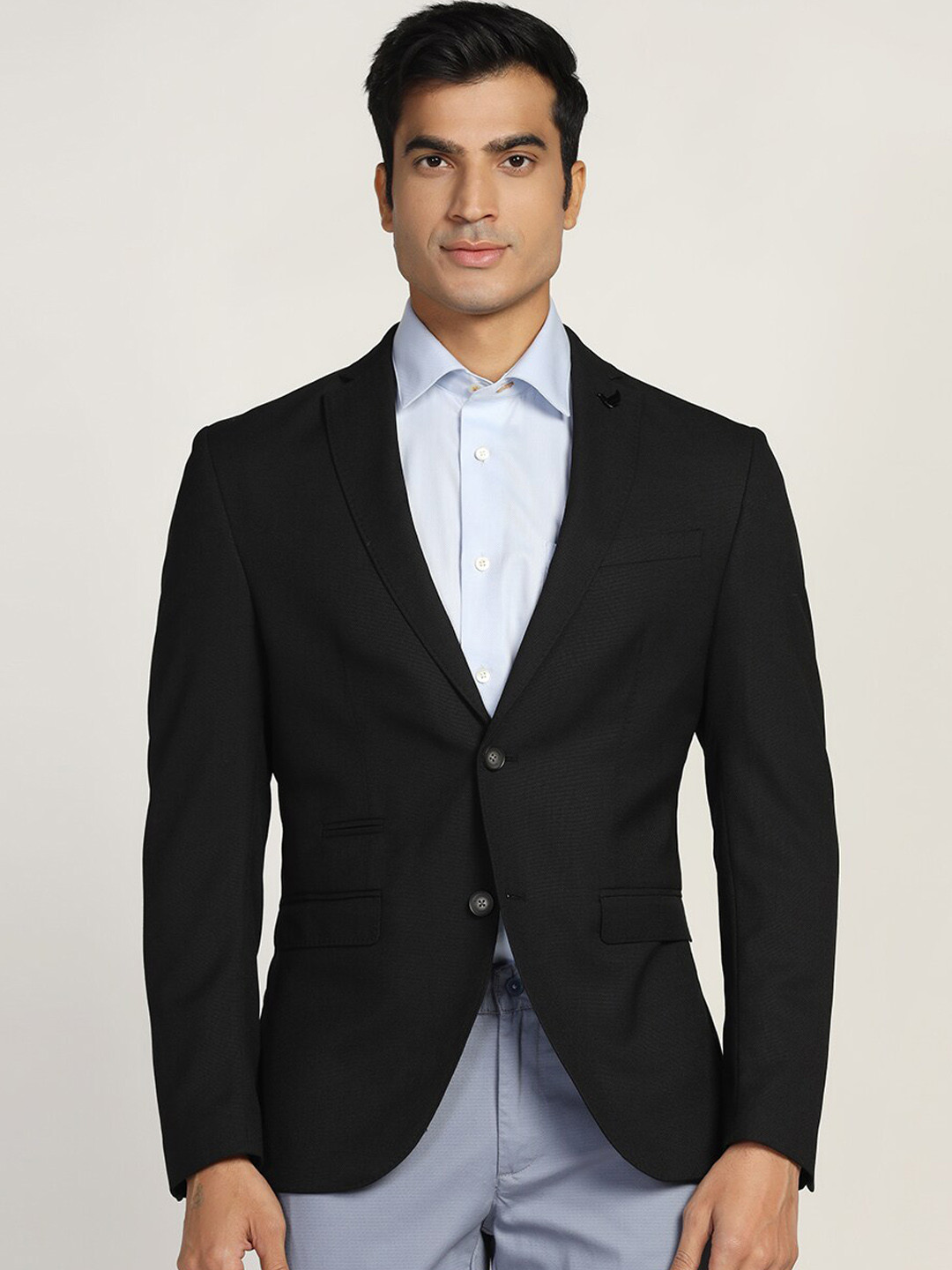 

Blackberrys Men Slim Fit Single-Breasted Blazer, Black