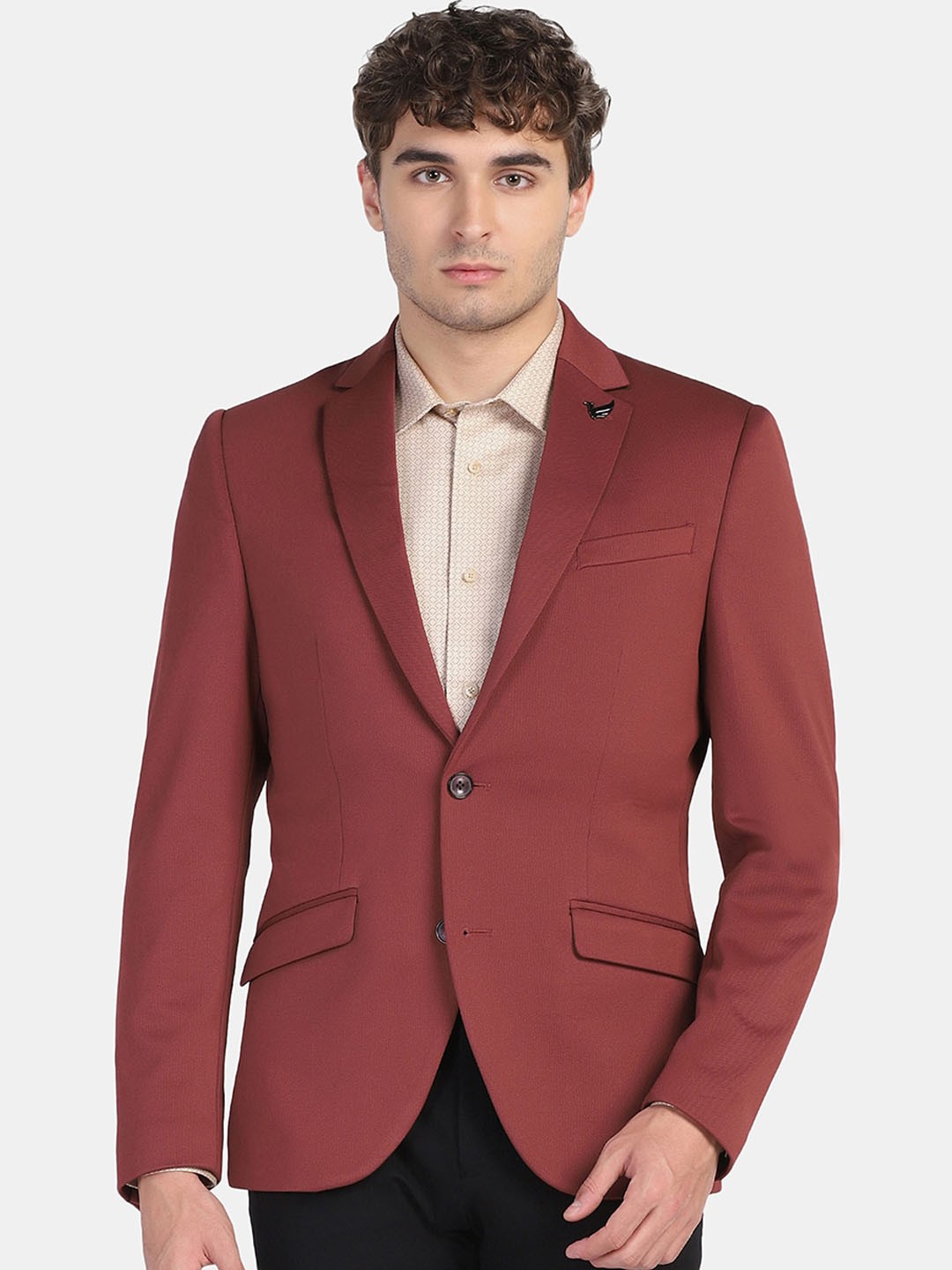 

Blackberrys Men Slim Fit Single-Breasted Blazer, Rust