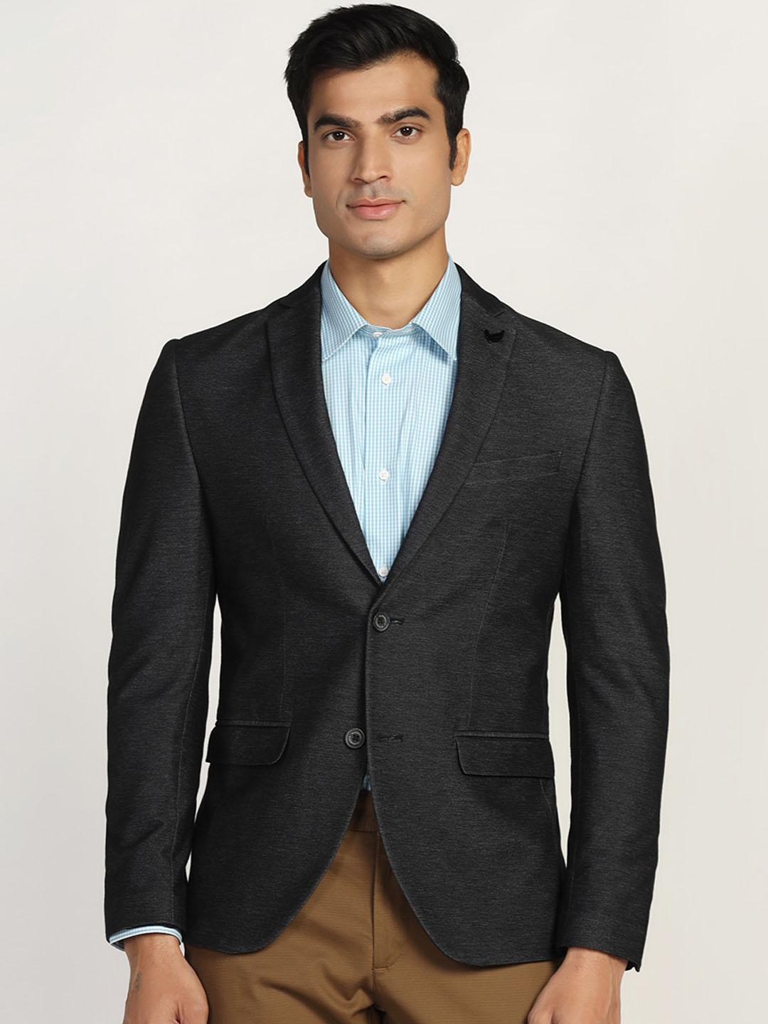 

Blackberrys Men Slim Fit Single-Breasted Blazer, Black