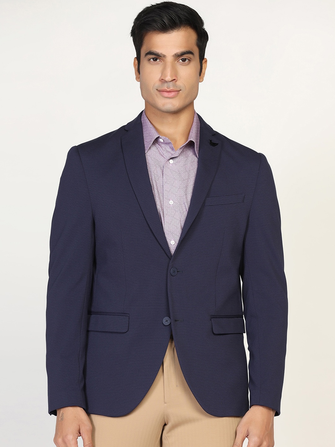 

Blackberrys Men Formal Navy Striped TechPro Blazer, Navy blue