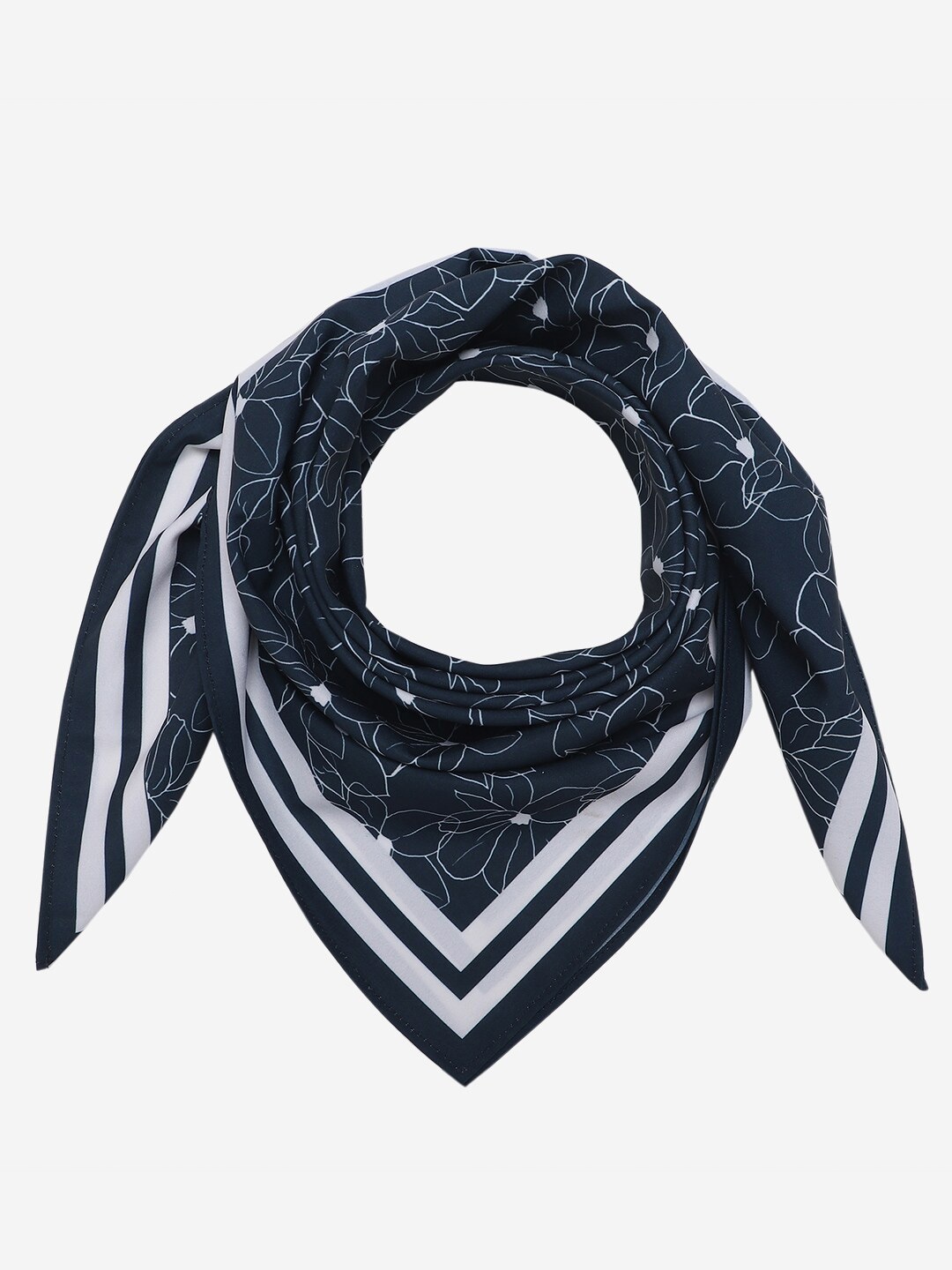 

Beau Design Women Printed Floral Scarf, Navy blue