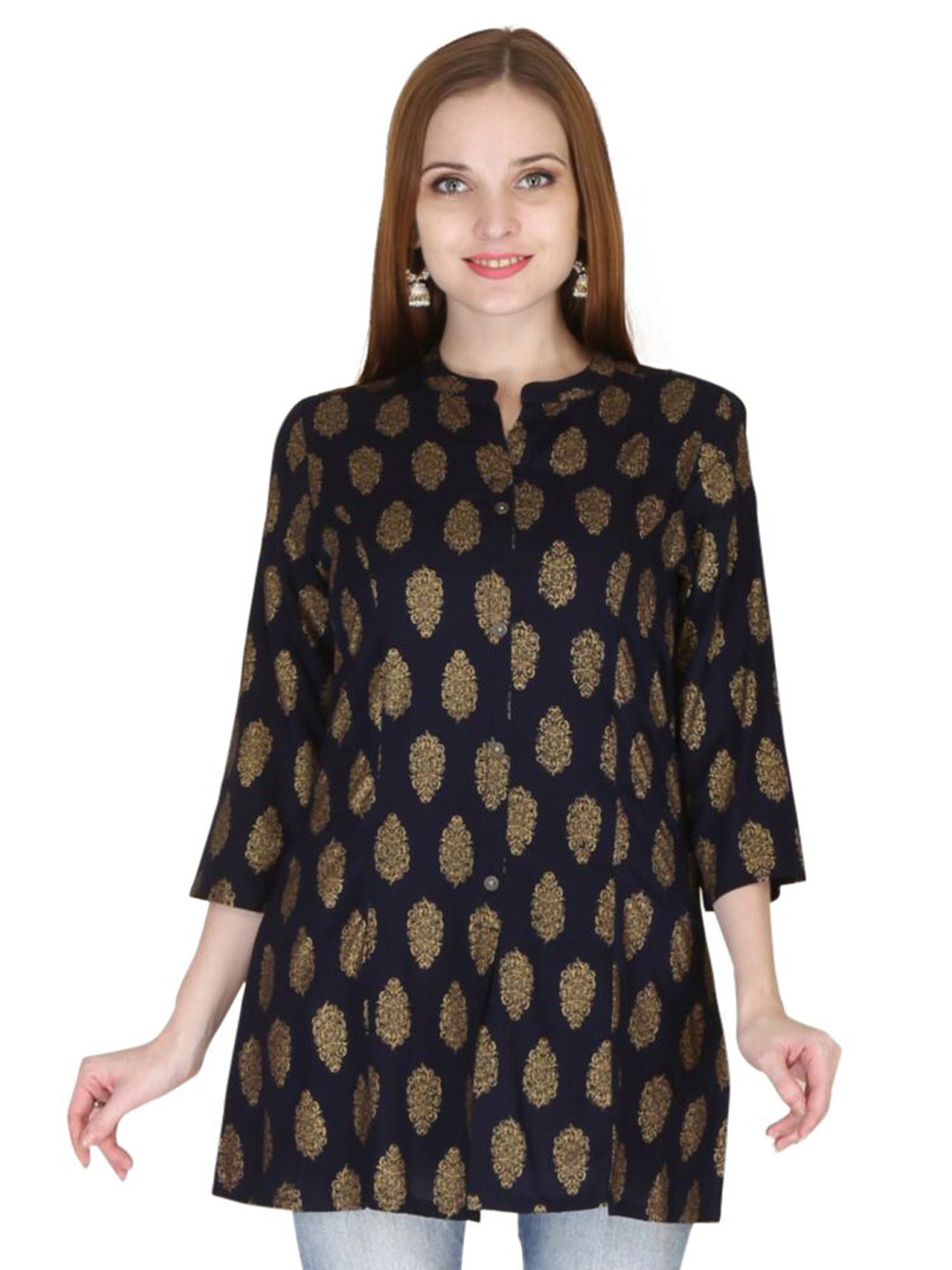 

Shopping Queen Ethnic Motifs Printed Kurti, Black
