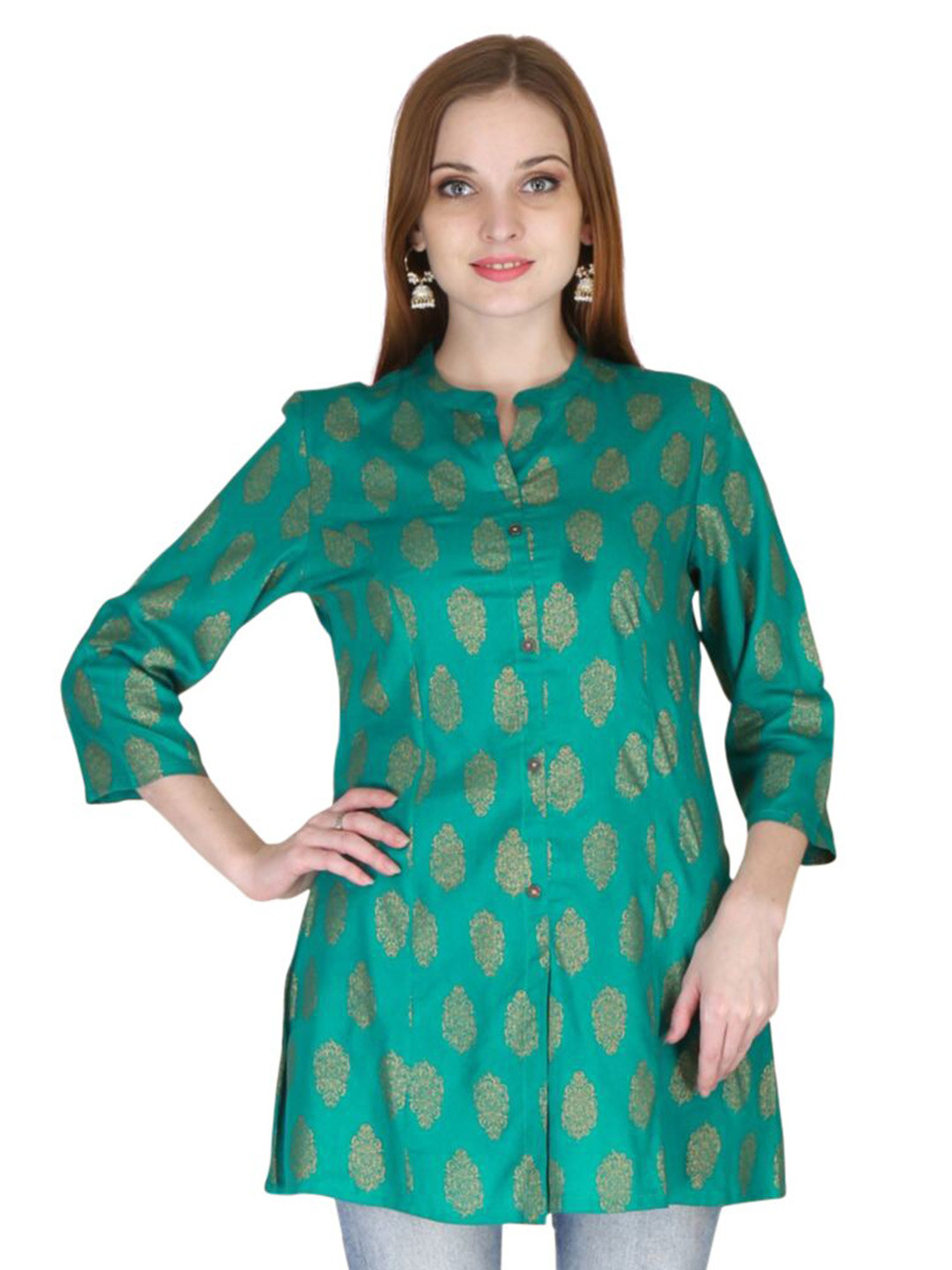 

Shopping Queen Ethnic Motifs Printed Kurti, Green