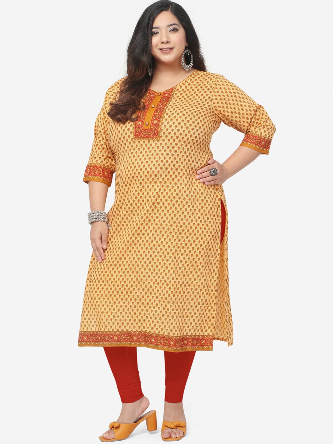 

Jevi Prints Ethnic Motifs Printed Kurta, Yellow
