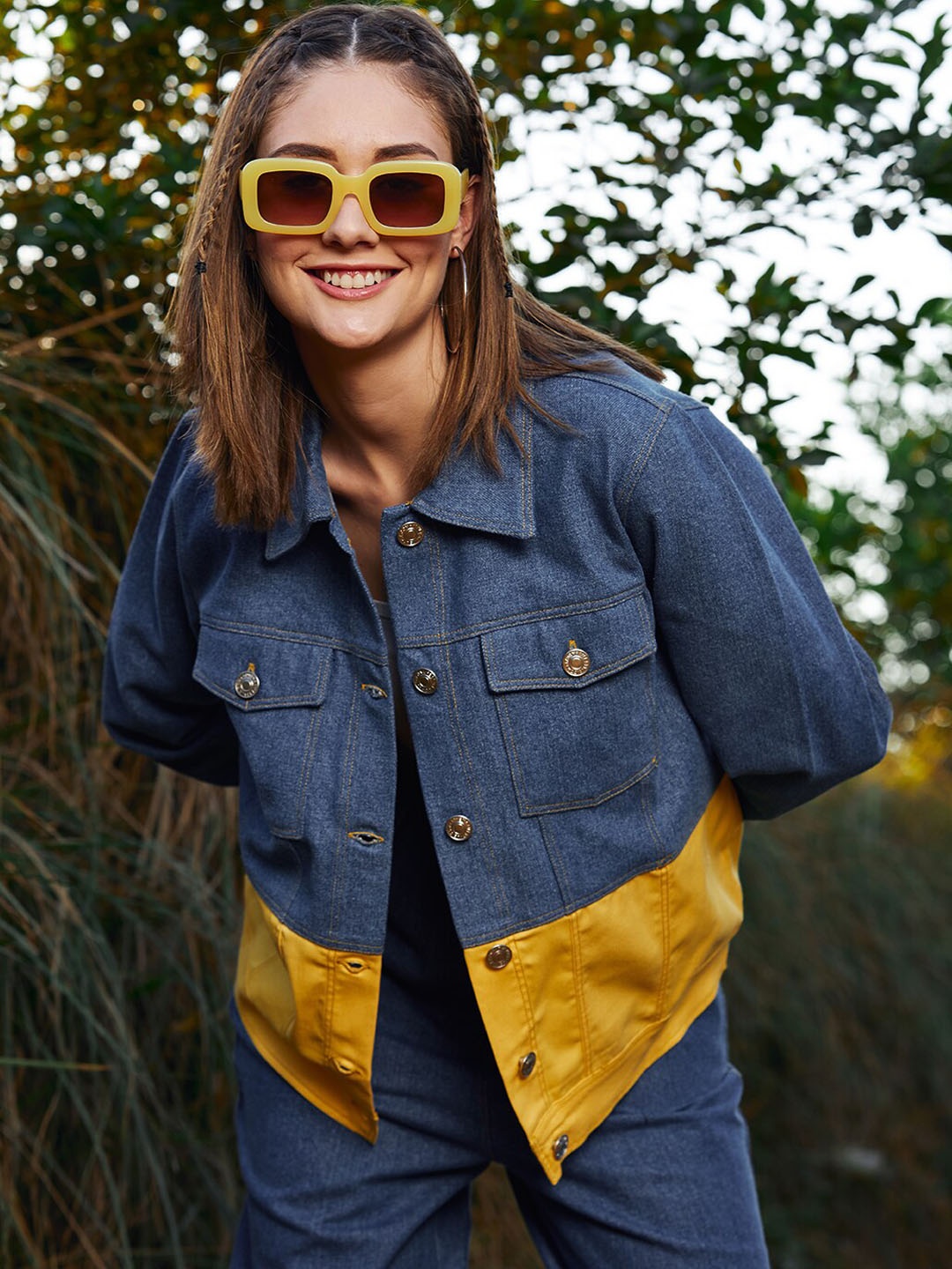 

Athena Women Colourblocked Cotton Outdoor Denim Jacket, Blue