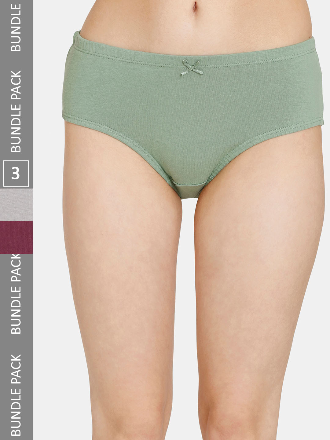 

Rosaline by Zivame Women Pack Of 3 Pure Cotton Hipster Briefs, Green