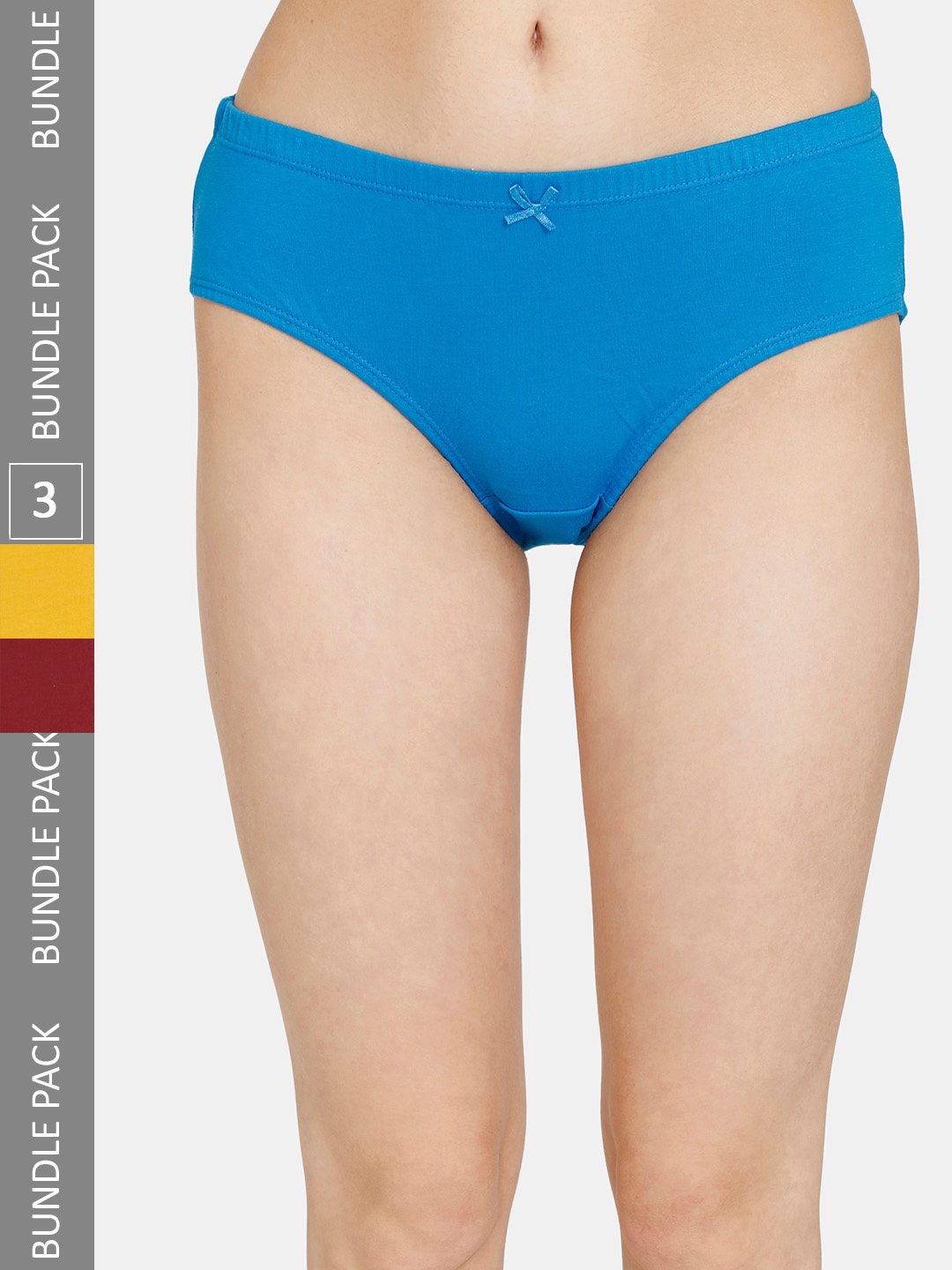 

Rosaline by Zivame Women Pack Of 3 Solid Cotton Hipster Briefs, Turquoise blue