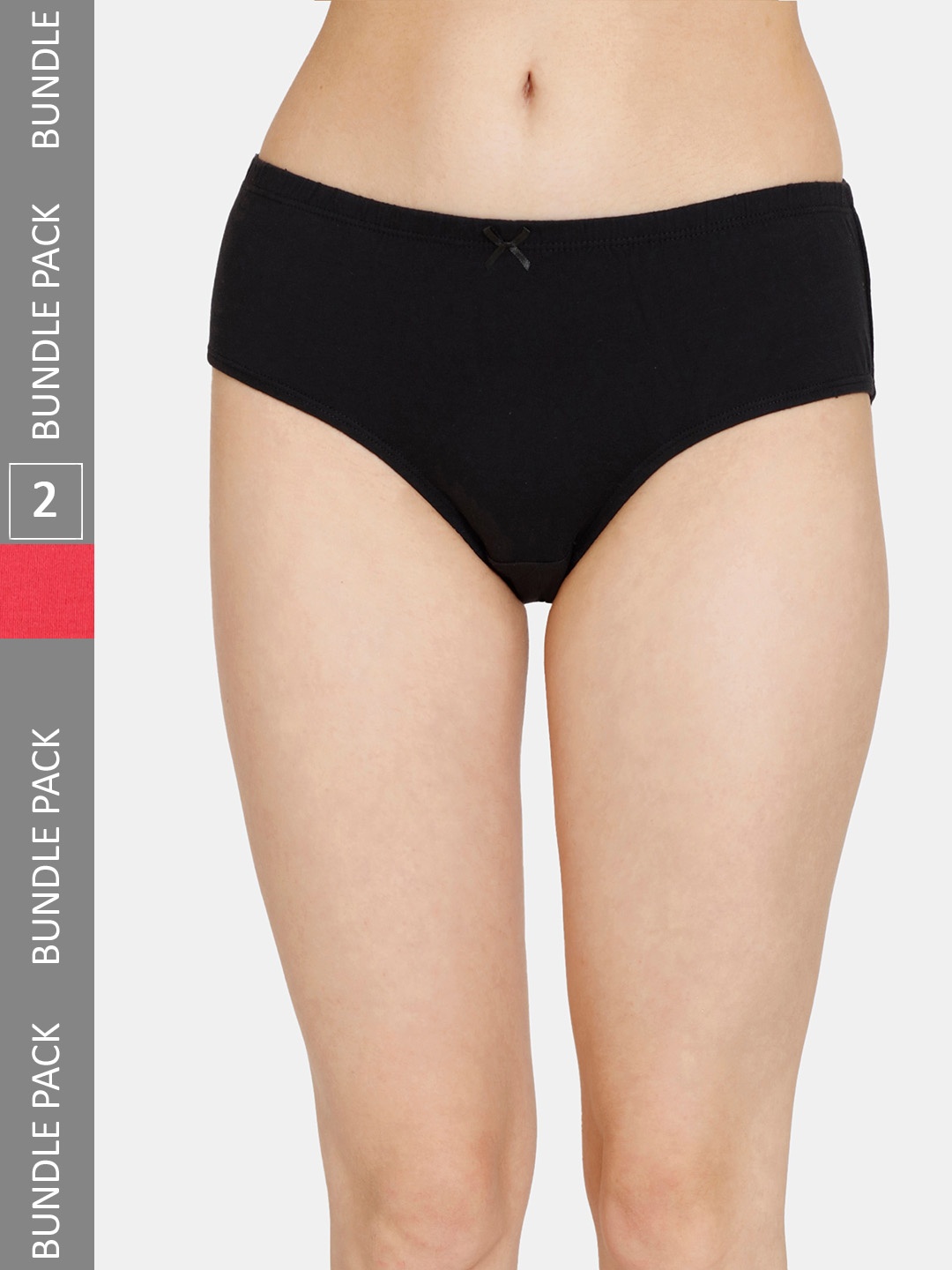 

Rosaline by Zivame Women Pack Of 2 Cotton Hipster Briefs RO2063FASHBLACK, Black