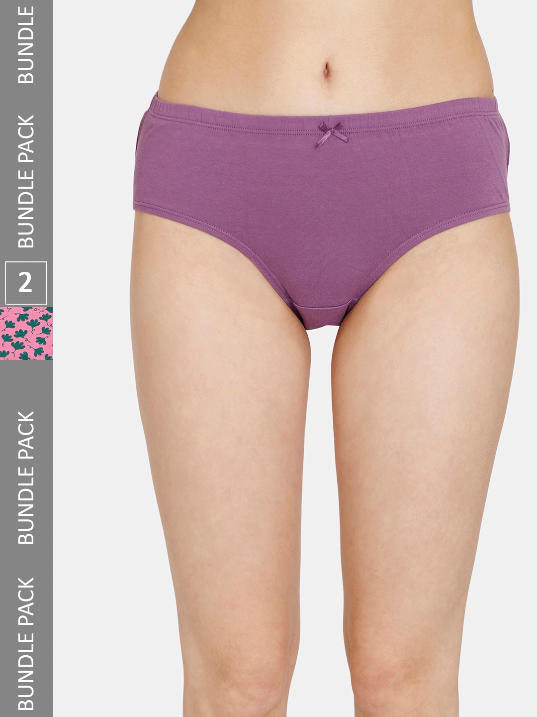 

Rosaline by Zivame Women Pack Of 2 Cotton Hipster Briefs RO2064FASHMPURP, Pink