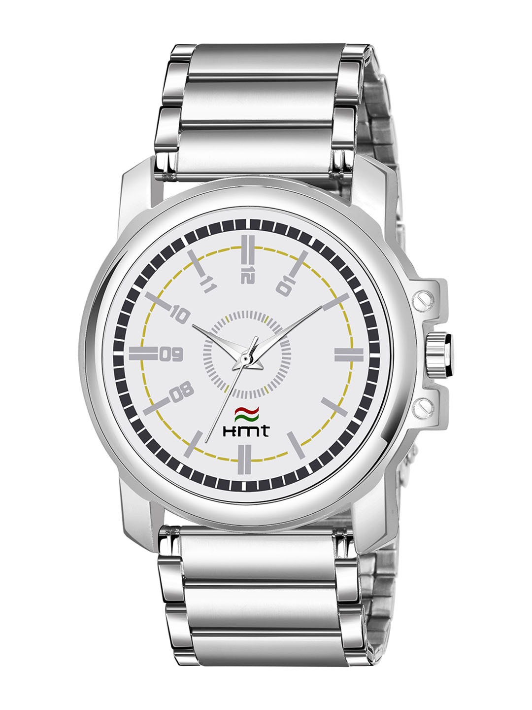 

HAMT Men Brass Dial & Silver Toned Bracelet Style Straps Analogue Watch