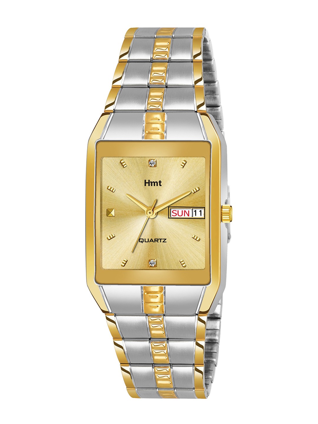 

HAMT Men Gold-Toned Brass Dial & Silver Toned Stainless Steel Bracelet Style Straps Analogue Watch